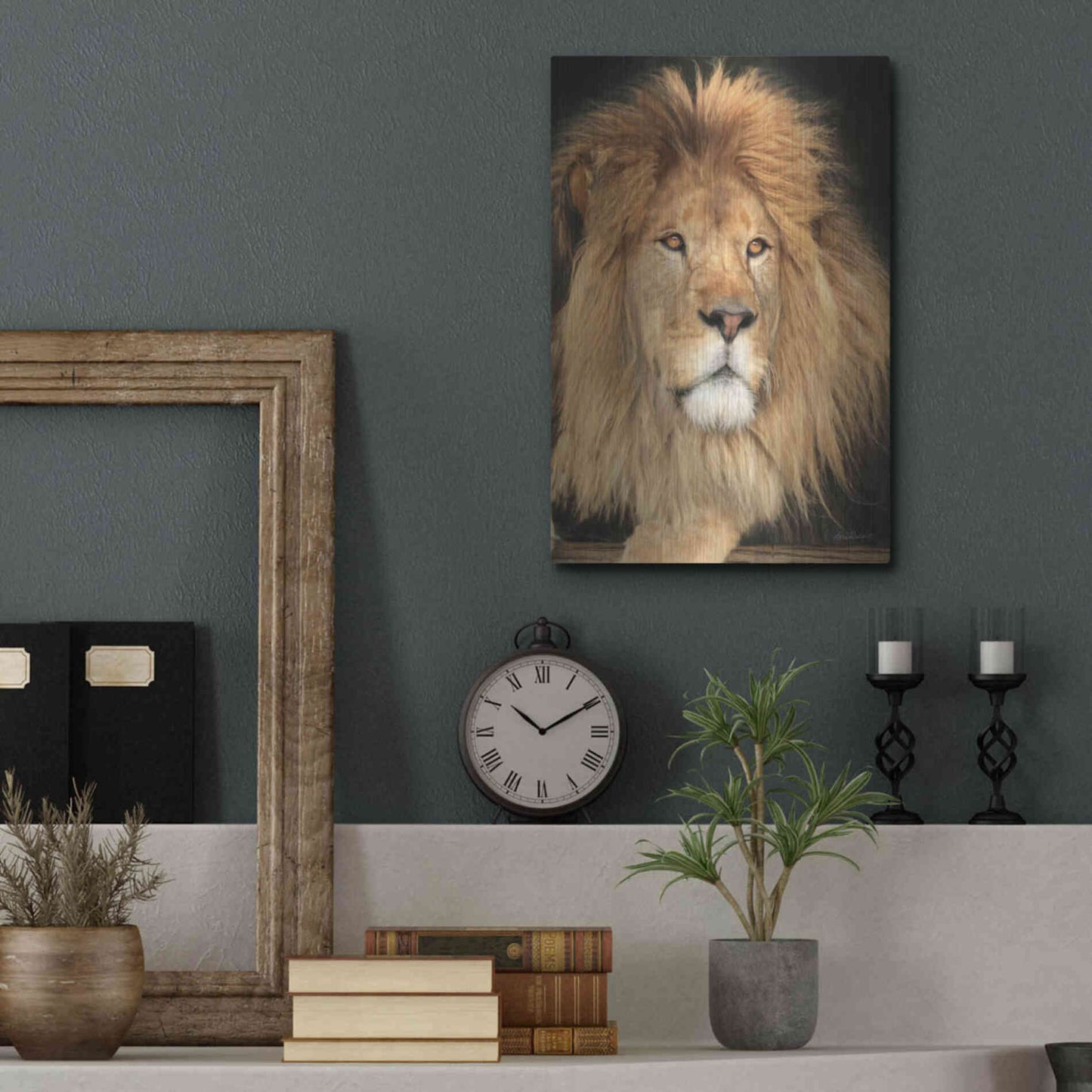 Luxe Metal Art 'King of the Jungle' by Lori Deiter, Metal Wall Art,12x16