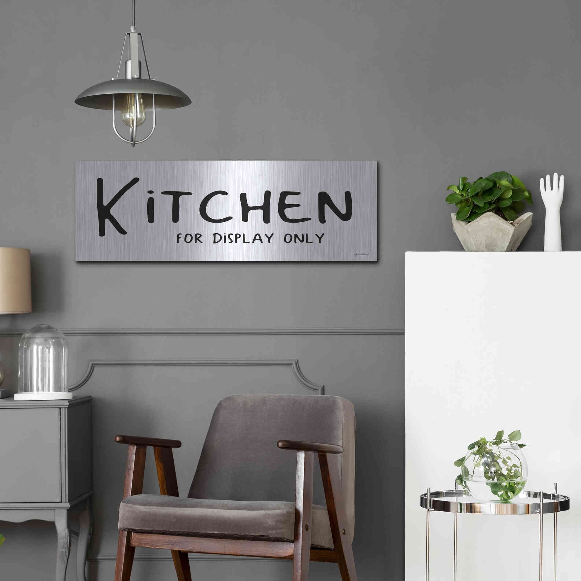 Luxe Metal Art 'Kitchen for Display Only' by Lori Deiter, Metal Wall Art,36x12