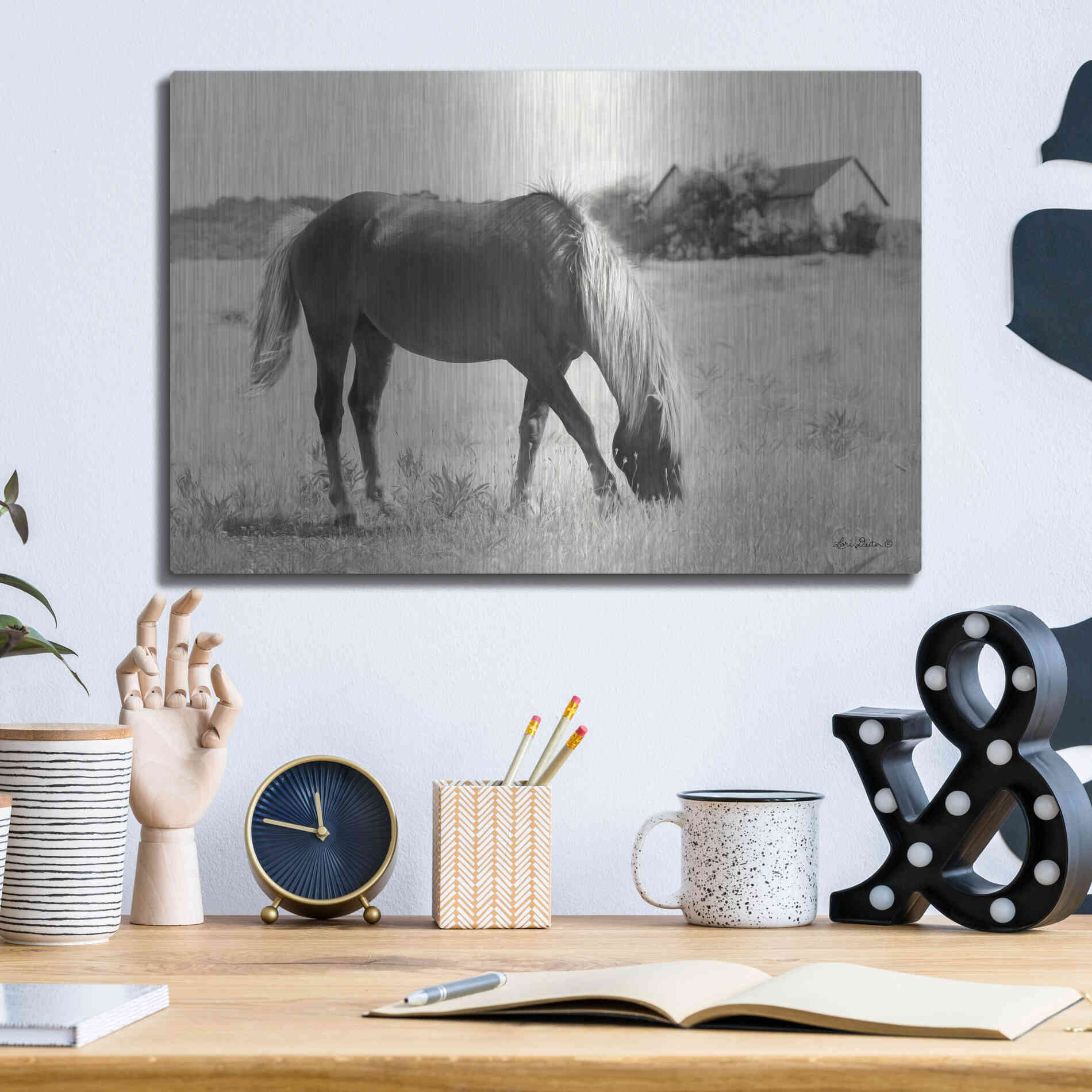 Luxe Metal Art 'Summer Grazing' by Lori Deiter, Metal Wall Art,16x12