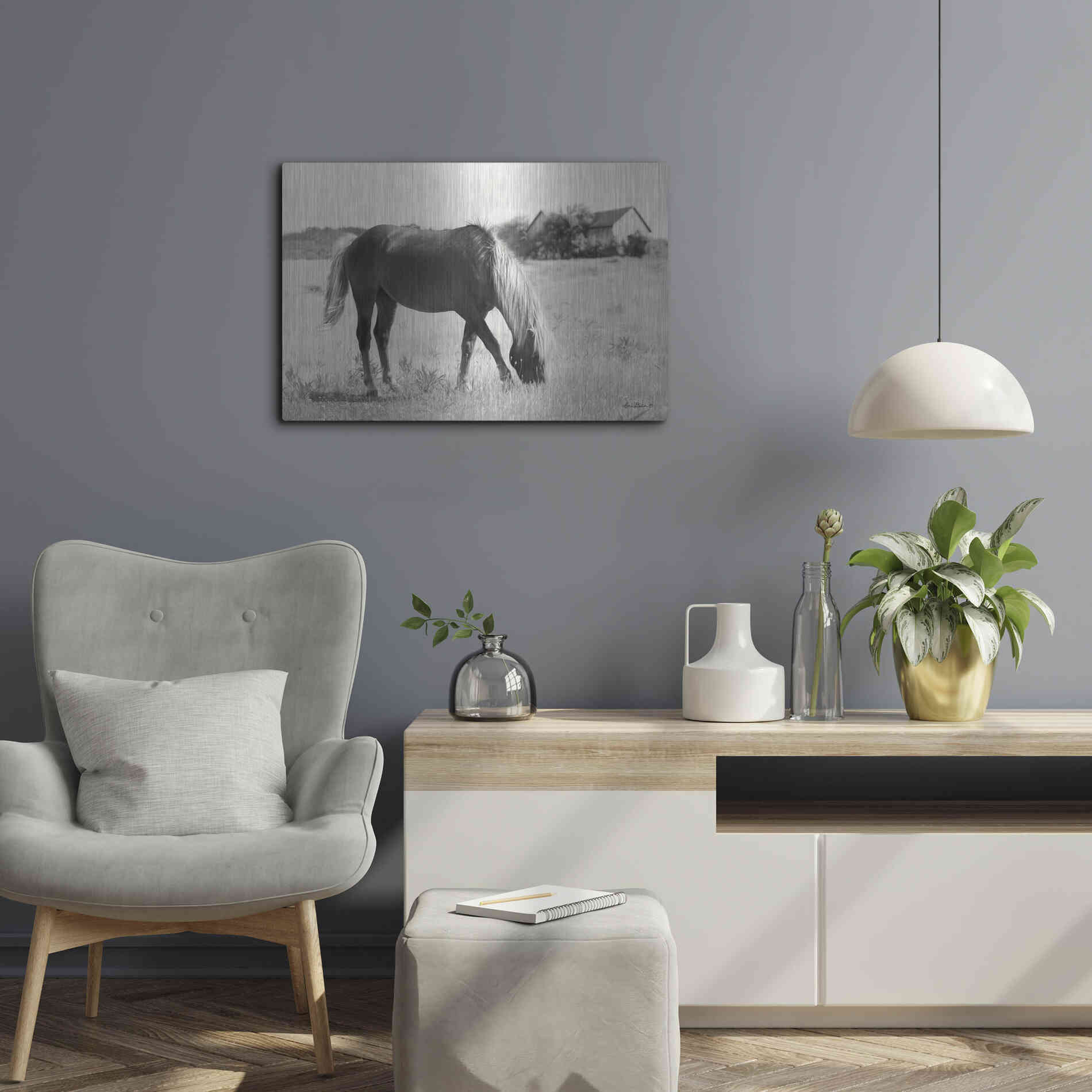 Luxe Metal Art 'Summer Grazing' by Lori Deiter, Metal Wall Art,24x16