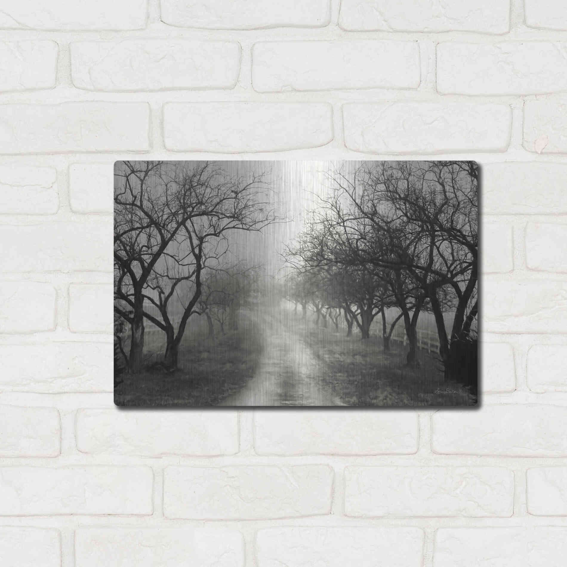 Luxe Metal Art 'Foggy Lane' by Lori Deiter, Metal Wall Art,16x12