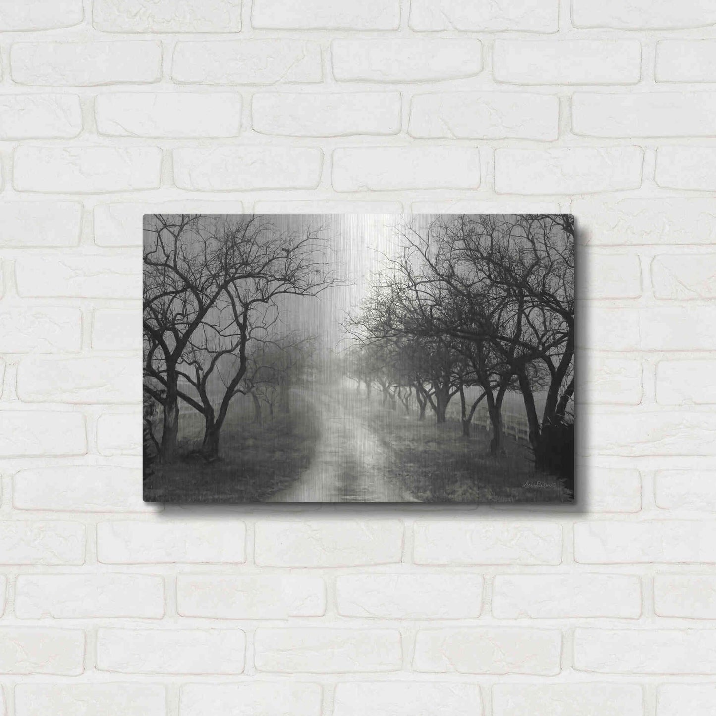 Luxe Metal Art 'Foggy Lane' by Lori Deiter, Metal Wall Art,24x16
