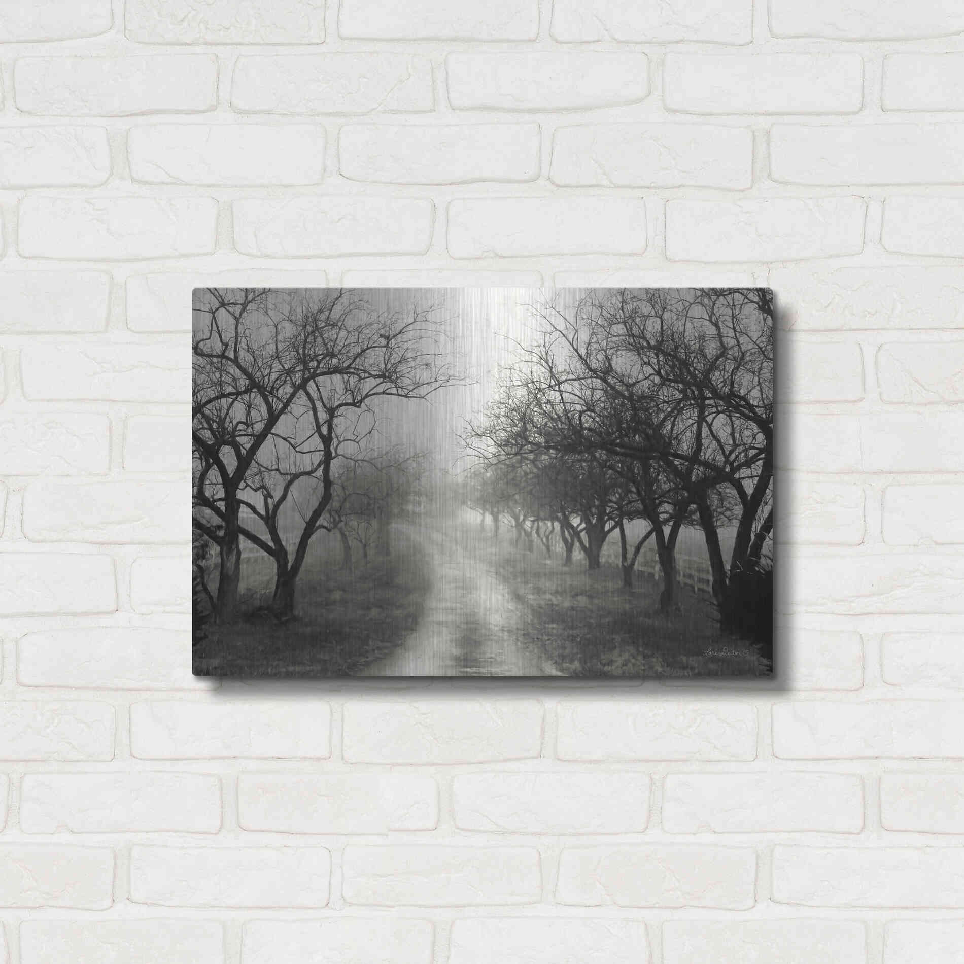 Luxe Metal Art 'Foggy Lane' by Lori Deiter, Metal Wall Art,24x16