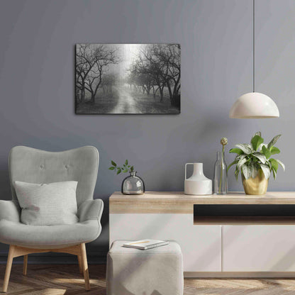 Luxe Metal Art 'Foggy Lane' by Lori Deiter, Metal Wall Art,24x16