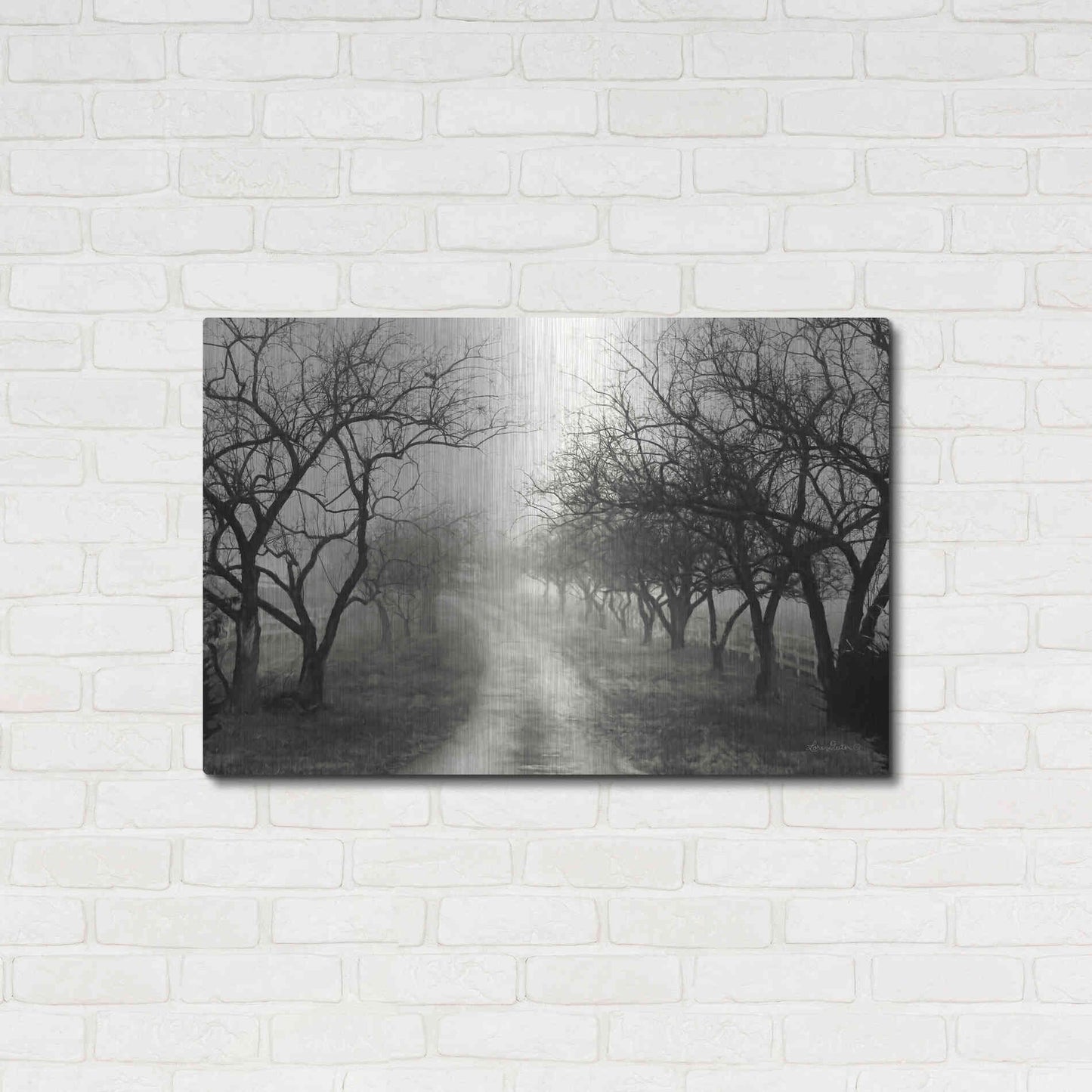 Luxe Metal Art 'Foggy Lane' by Lori Deiter, Metal Wall Art,36x24