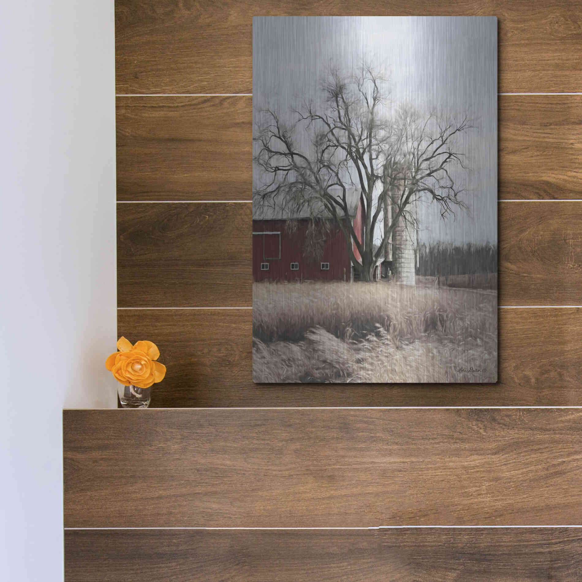Luxe Metal Art 'Painted Silo' by Lori Deiter, Metal Wall Art,12x16