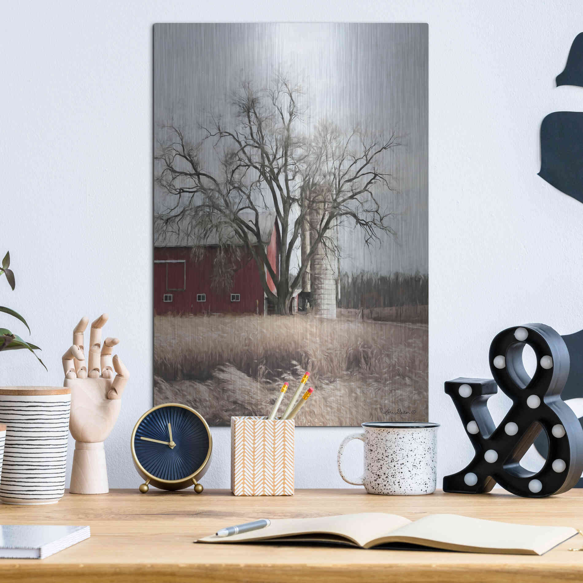 Luxe Metal Art 'Painted Silo' by Lori Deiter, Metal Wall Art,12x16