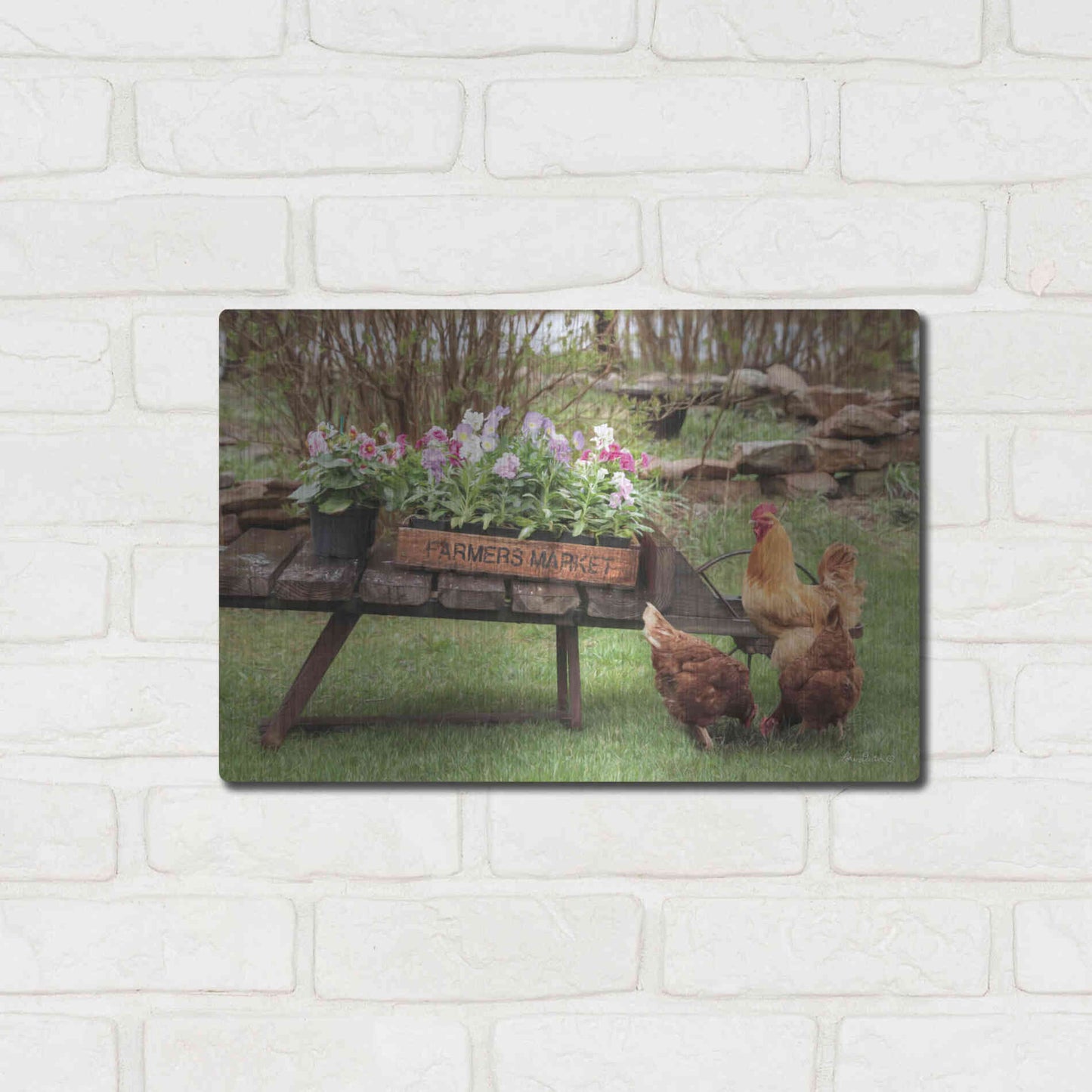 Luxe Metal Art 'Farmer's Flower Cart' by Lori Deiter, Metal Wall Art,16x12