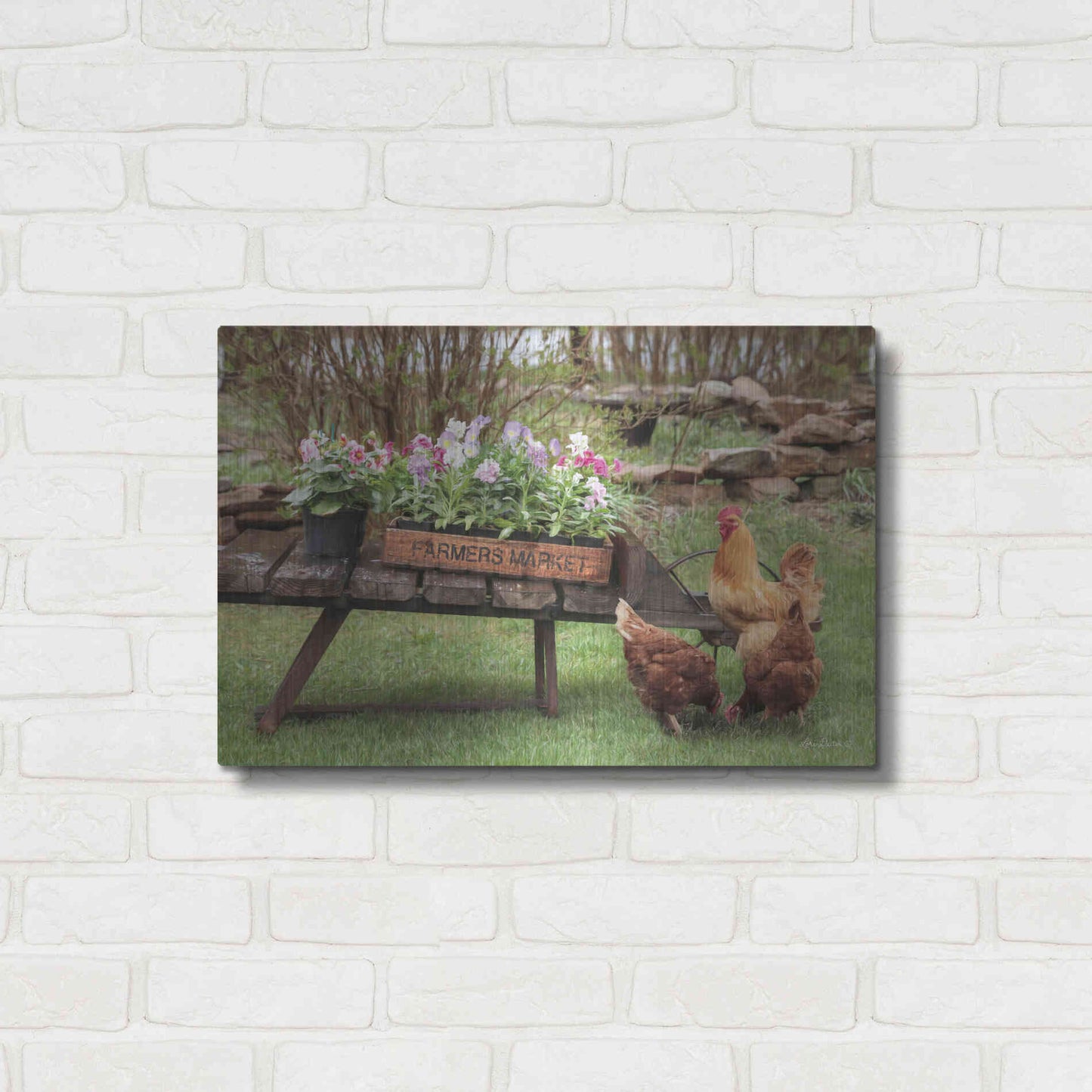 Luxe Metal Art 'Farmer's Flower Cart' by Lori Deiter, Metal Wall Art,24x16