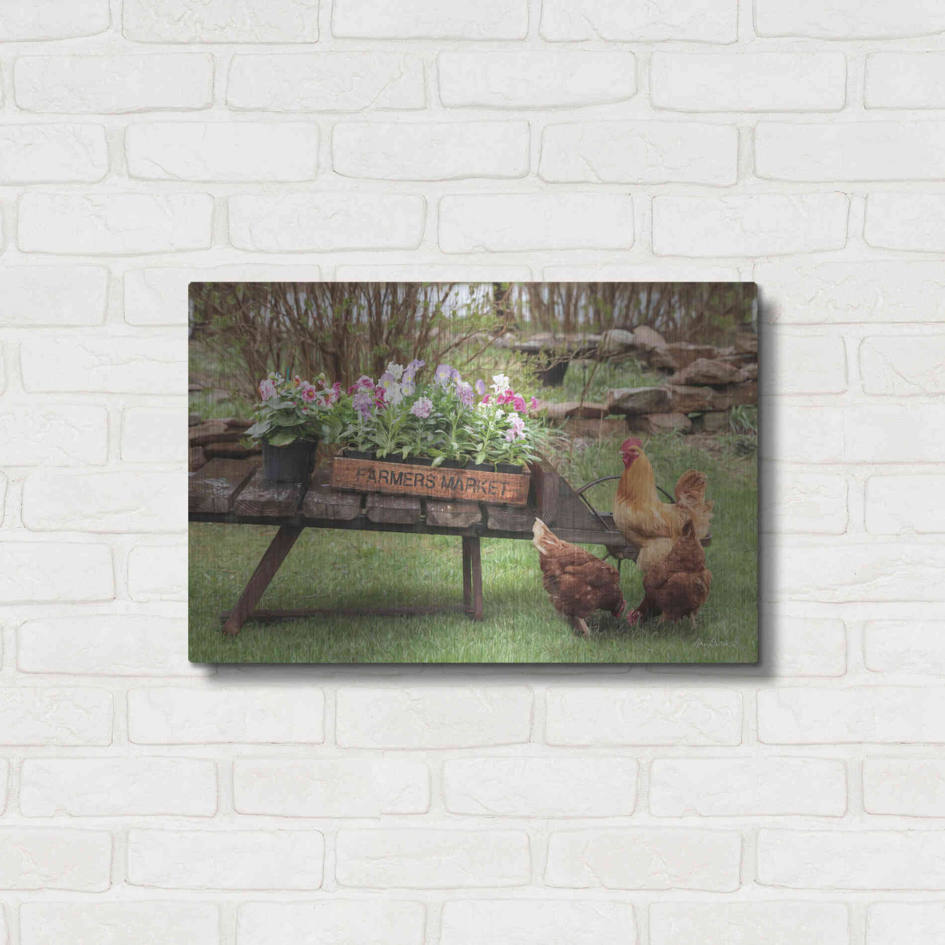 Luxe Metal Art 'Farmer's Flower Cart' by Lori Deiter, Metal Wall Art,24x16