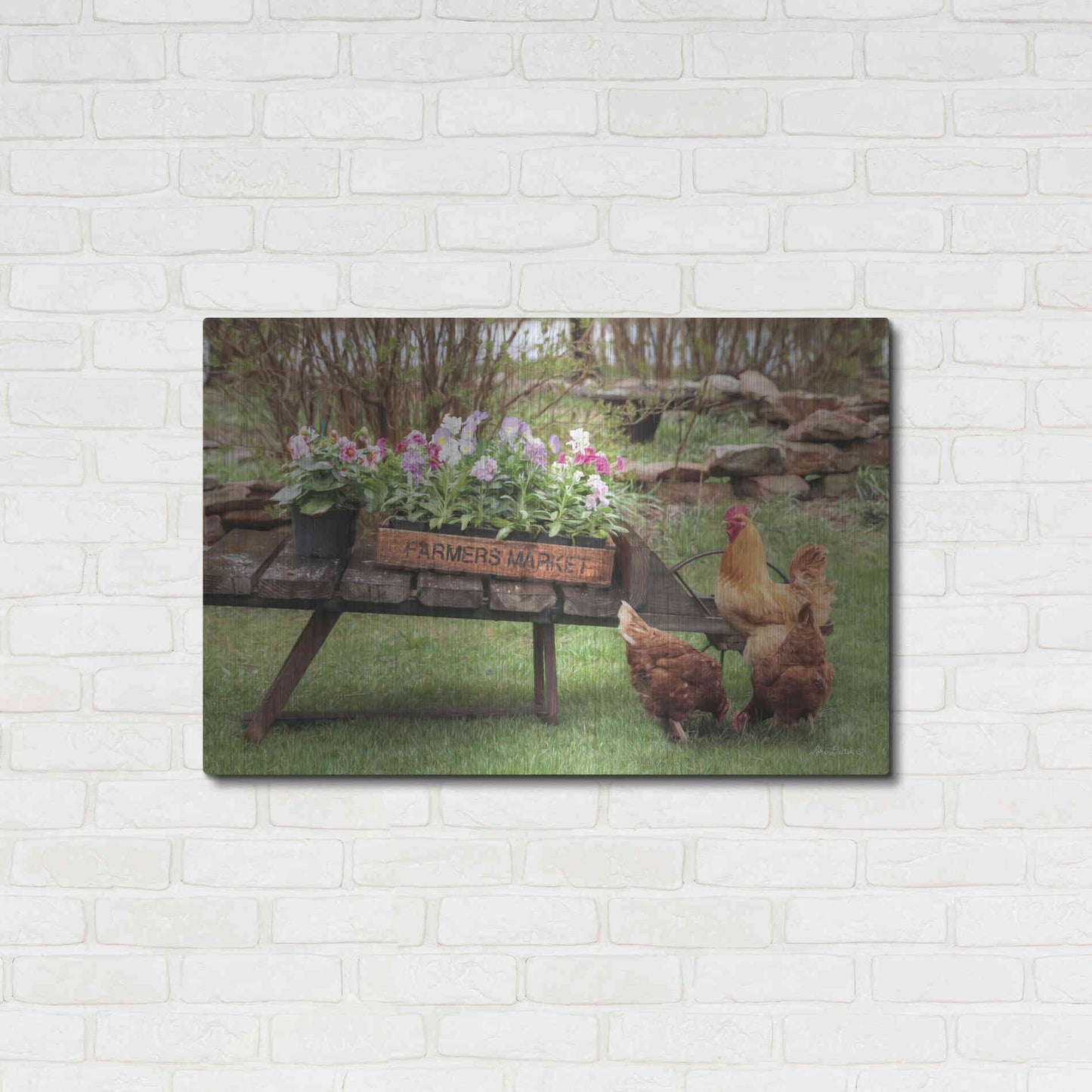 Luxe Metal Art 'Farmer's Flower Cart' by Lori Deiter, Metal Wall Art,36x24