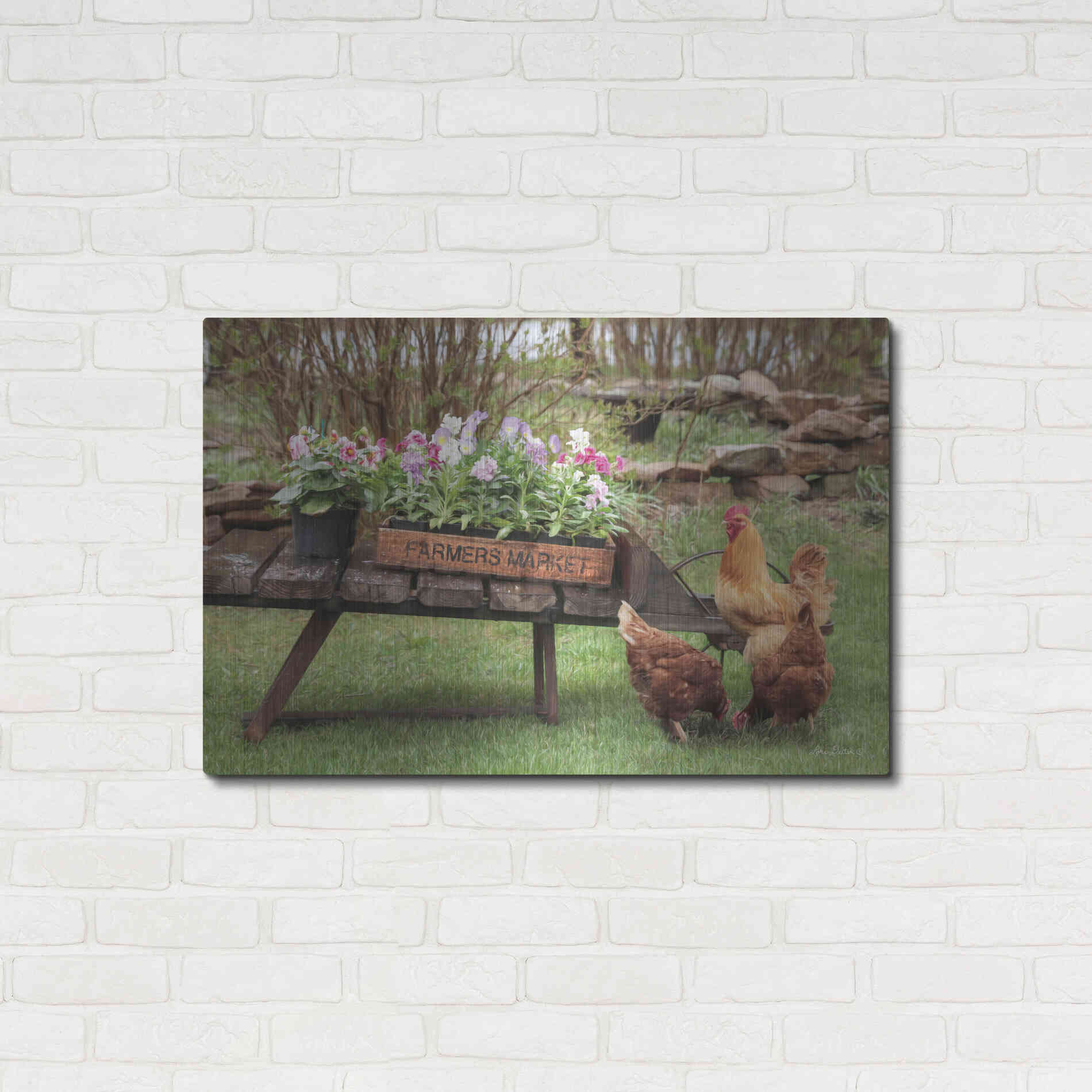 Luxe Metal Art 'Farmer's Flower Cart' by Lori Deiter, Metal Wall Art,36x24