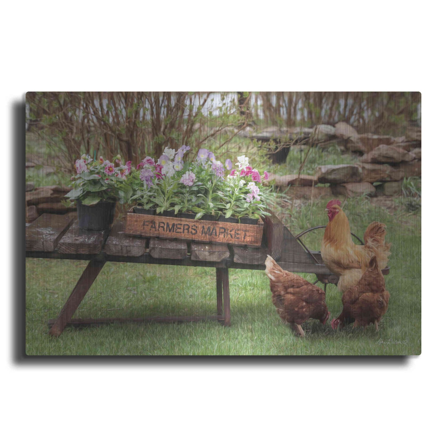 Luxe Metal Art 'Farmer's Flower Cart' by Lori Deiter, Metal Wall Art