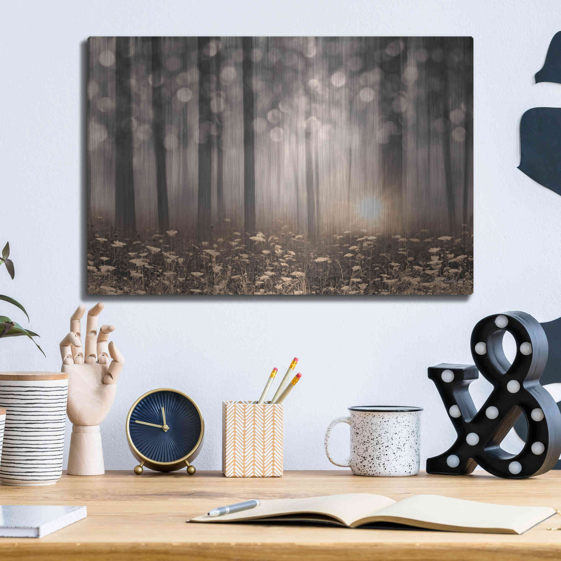 Luxe Metal Art 'Enchanted Morning' by Lori Deiter, Metal Wall Art,16x12