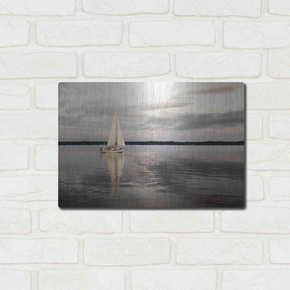 Luxe Metal Art 'Sail Away Sailboat' by Lori Deiter, Metal Wall Art,16x12