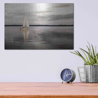 Luxe Metal Art 'Sail Away Sailboat' by Lori Deiter, Metal Wall Art,16x12