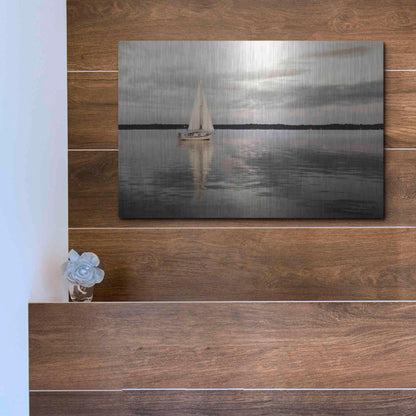 Luxe Metal Art 'Sail Away Sailboat' by Lori Deiter, Metal Wall Art,16x12