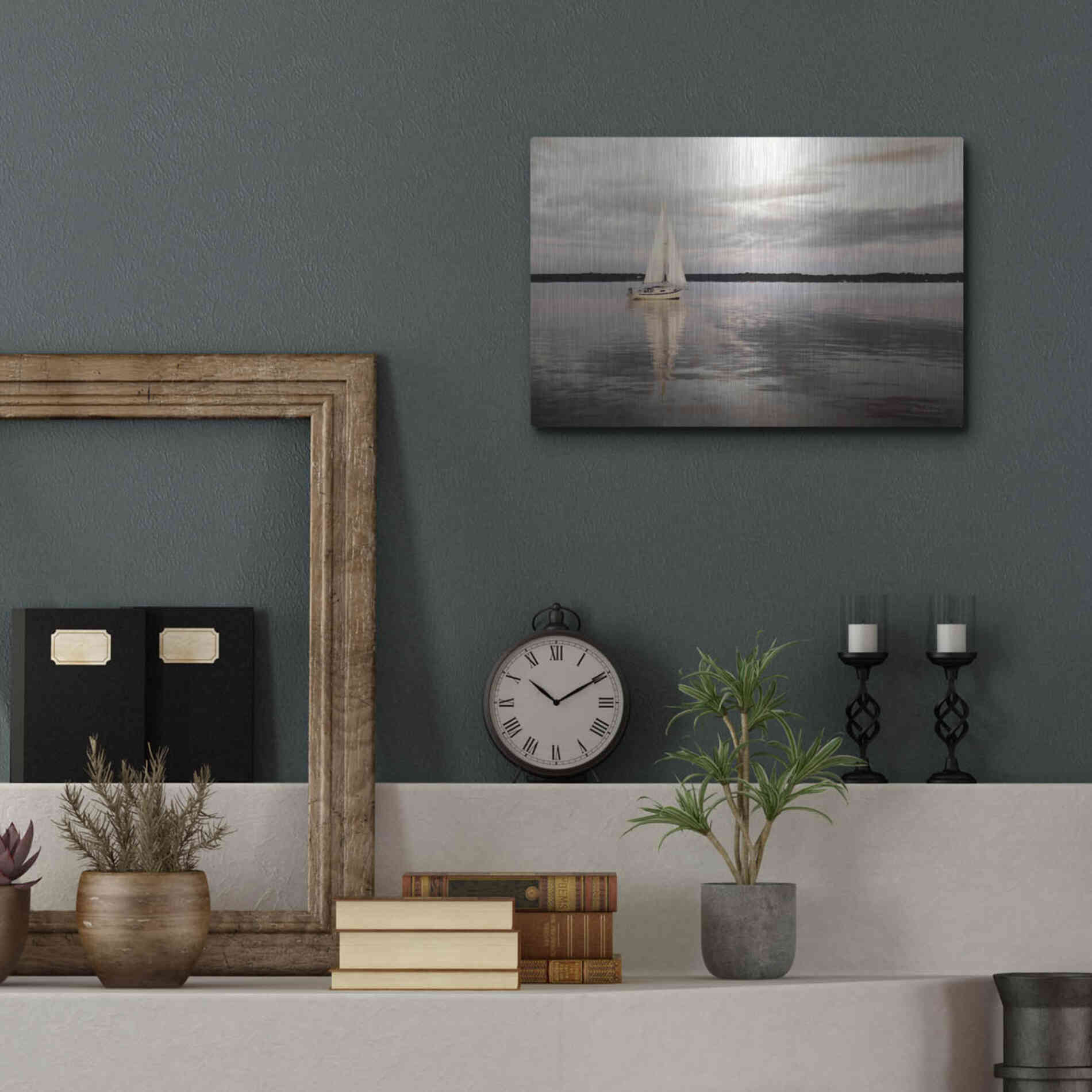 Luxe Metal Art 'Sail Away Sailboat' by Lori Deiter, Metal Wall Art,16x12