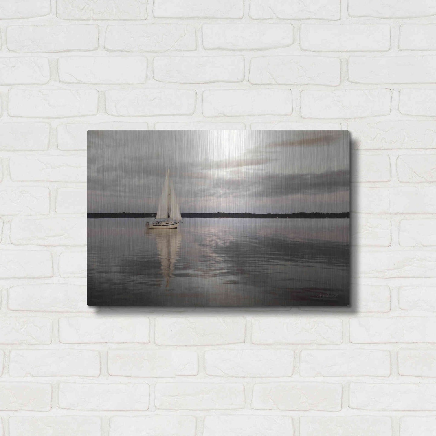 Luxe Metal Art 'Sail Away Sailboat' by Lori Deiter, Metal Wall Art,24x16