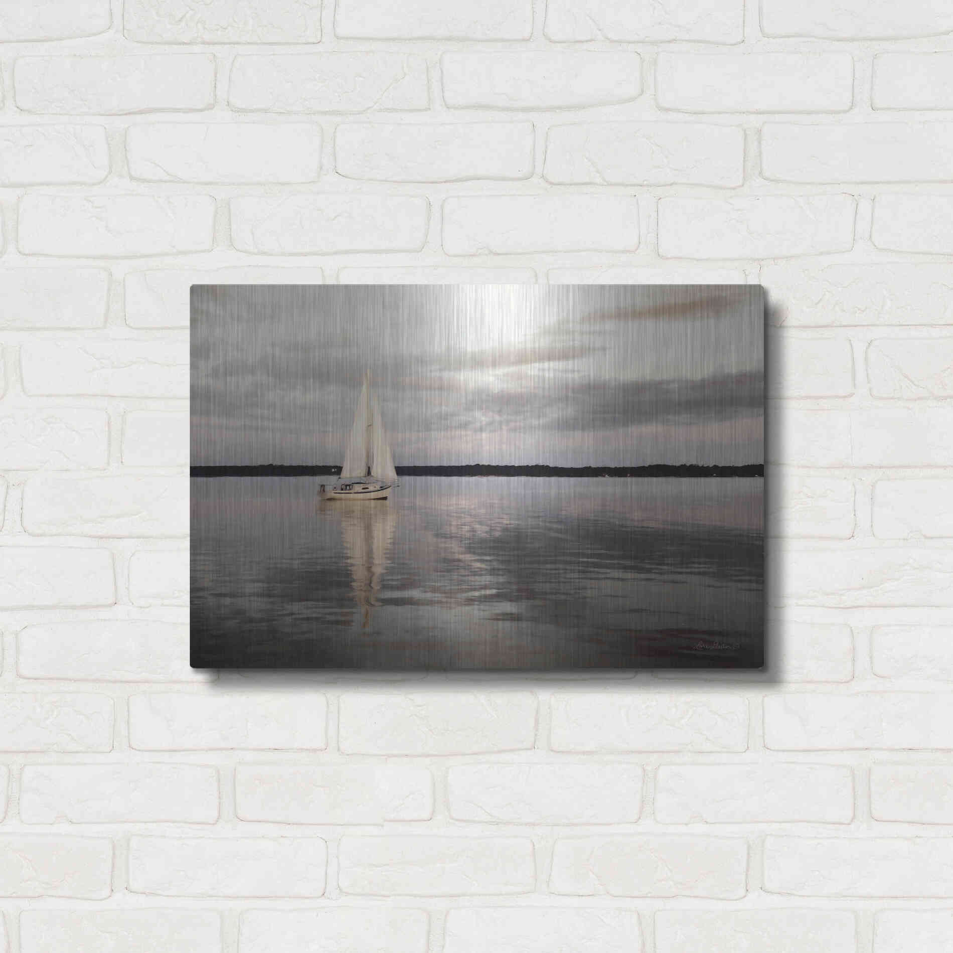 Luxe Metal Art 'Sail Away Sailboat' by Lori Deiter, Metal Wall Art,24x16