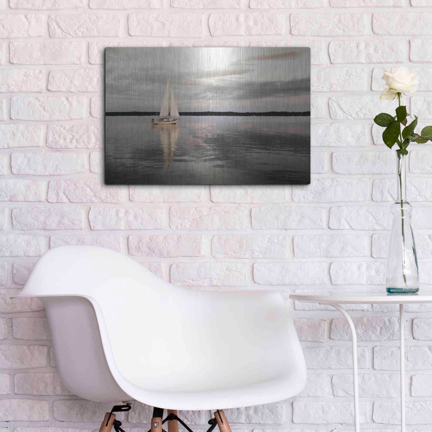 Luxe Metal Art 'Sail Away Sailboat' by Lori Deiter, Metal Wall Art,24x16