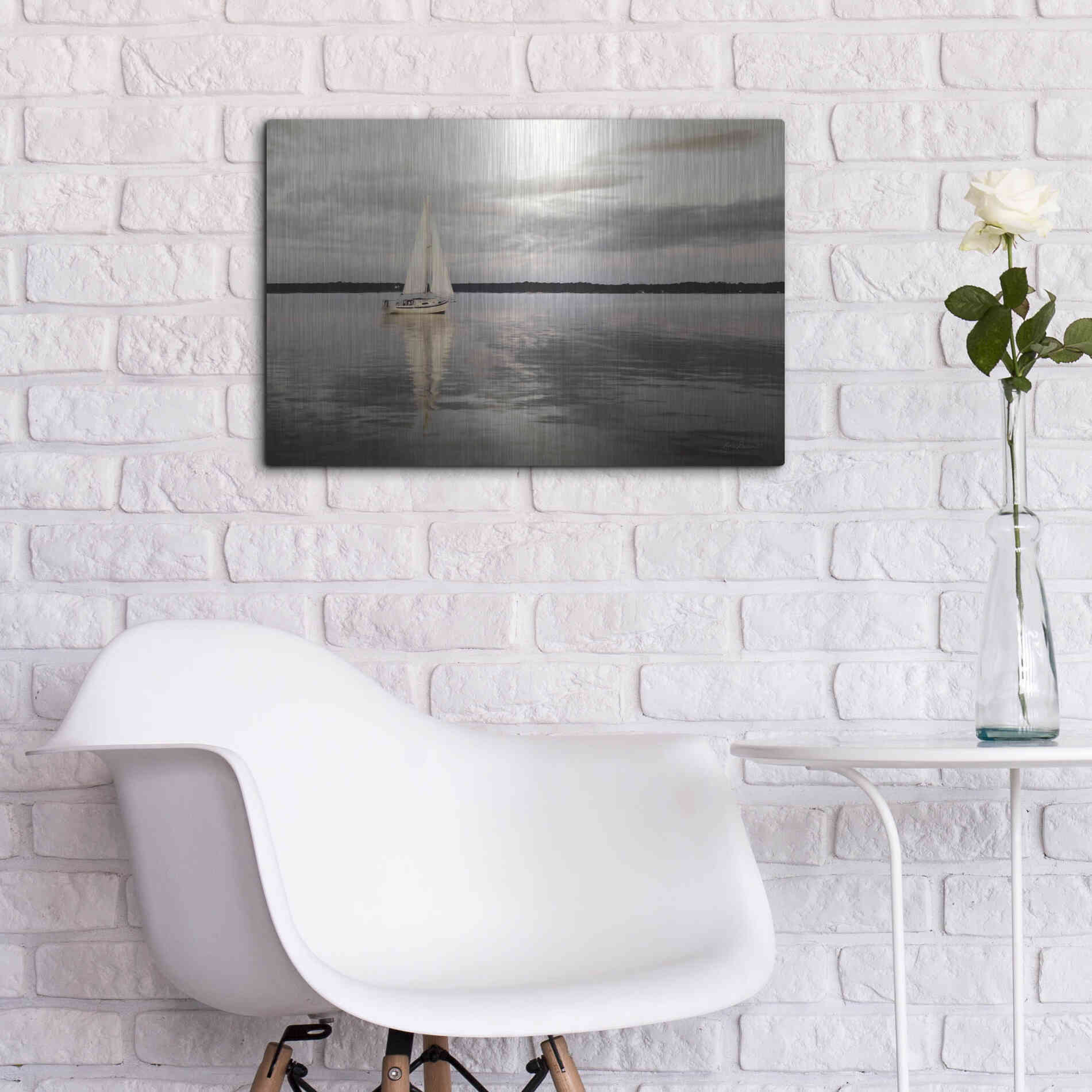 Luxe Metal Art 'Sail Away Sailboat' by Lori Deiter, Metal Wall Art,24x16