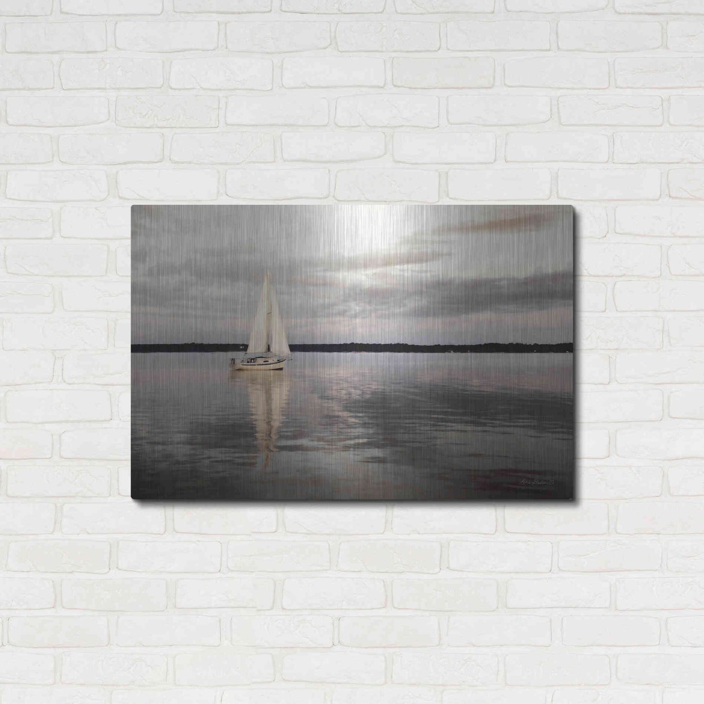 Luxe Metal Art 'Sail Away Sailboat' by Lori Deiter, Metal Wall Art,36x24