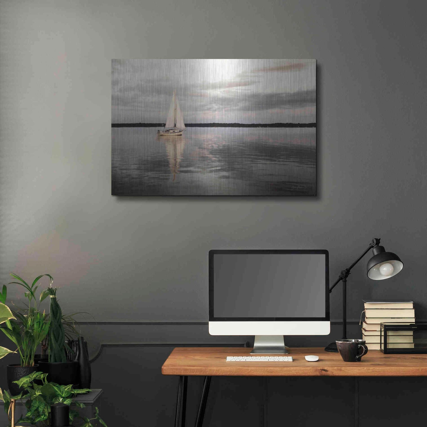 Luxe Metal Art 'Sail Away Sailboat' by Lori Deiter, Metal Wall Art,36x24