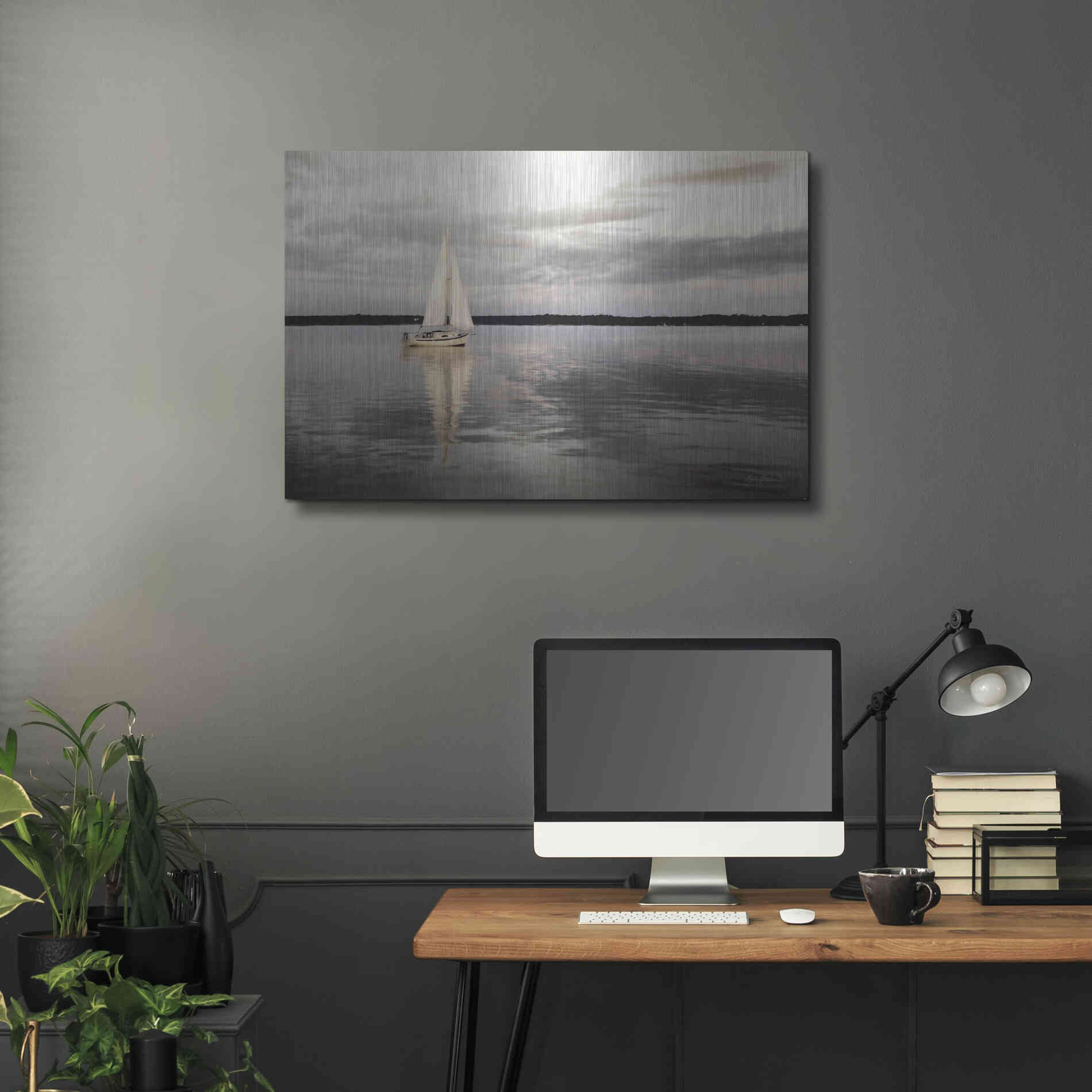 Luxe Metal Art 'Sail Away Sailboat' by Lori Deiter, Metal Wall Art,36x24