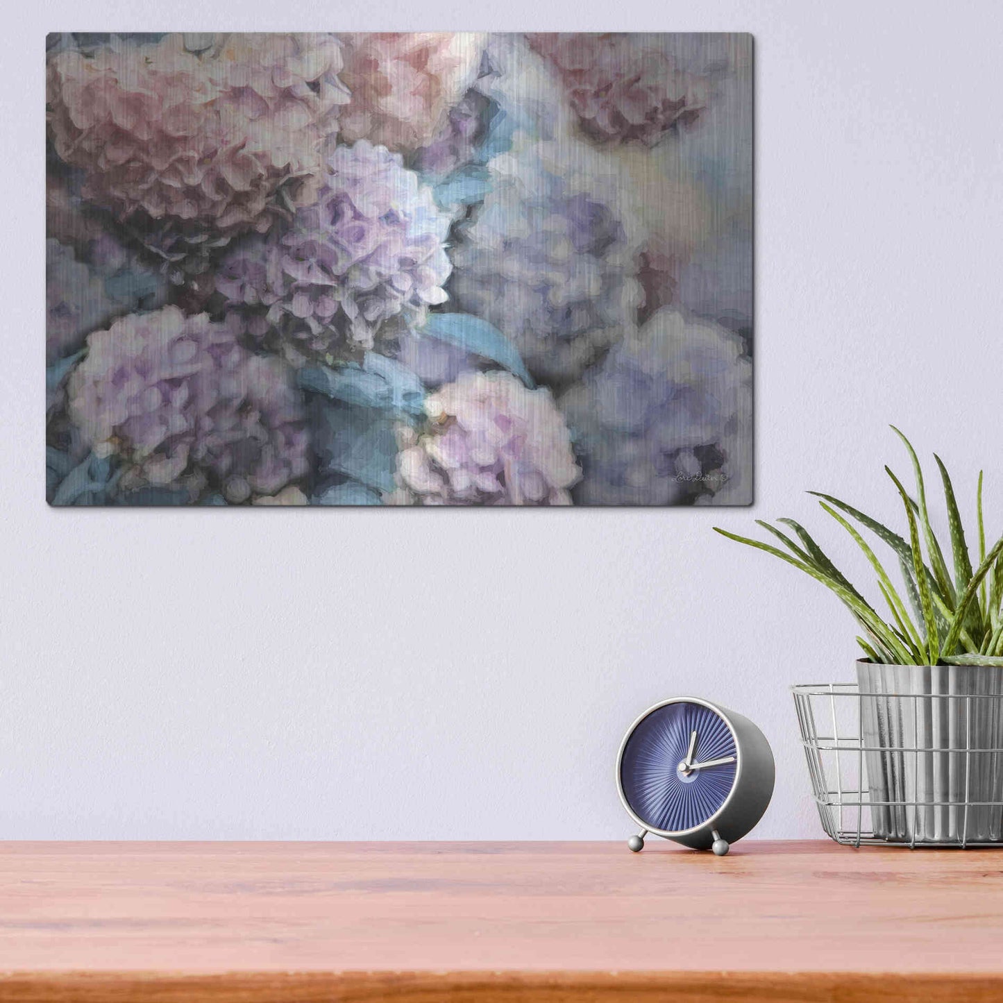 Luxe Metal Art 'Hydrangeas Abstract' by Lori Deiter, Metal Wall Art,16x12