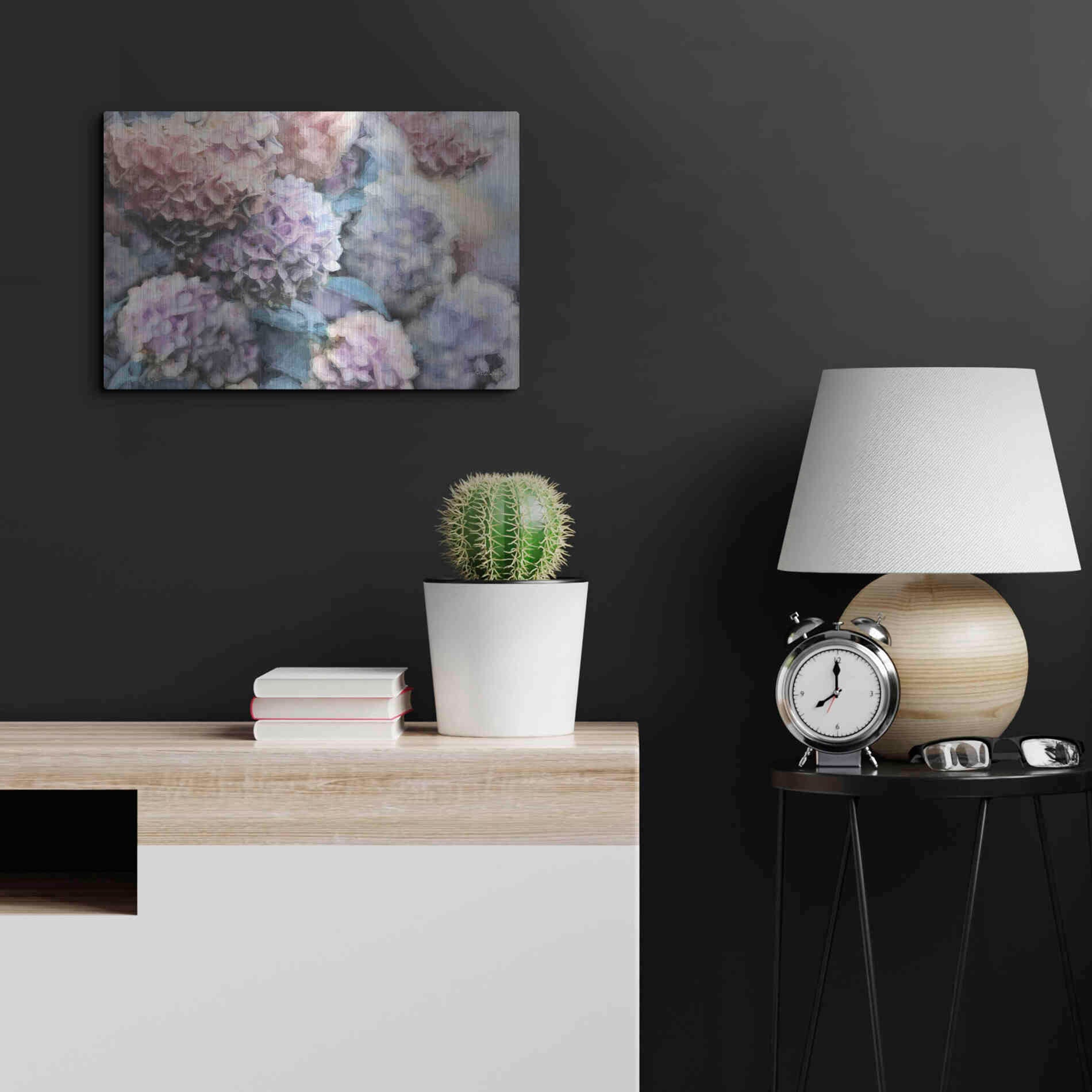 Luxe Metal Art 'Hydrangeas Abstract' by Lori Deiter, Metal Wall Art,24x16