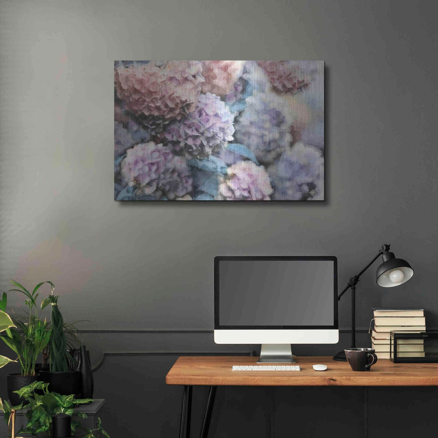 Luxe Metal Art 'Hydrangeas Abstract' by Lori Deiter, Metal Wall Art,36x24