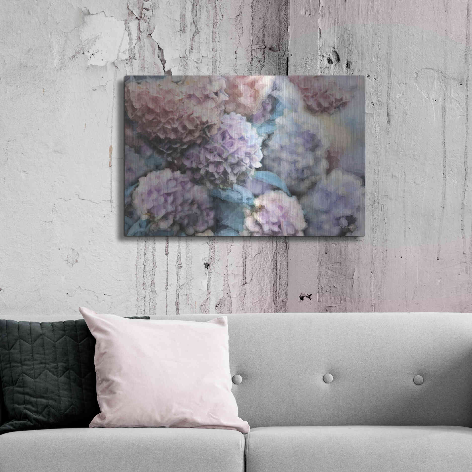 Luxe Metal Art 'Hydrangeas Abstract' by Lori Deiter, Metal Wall Art,36x24