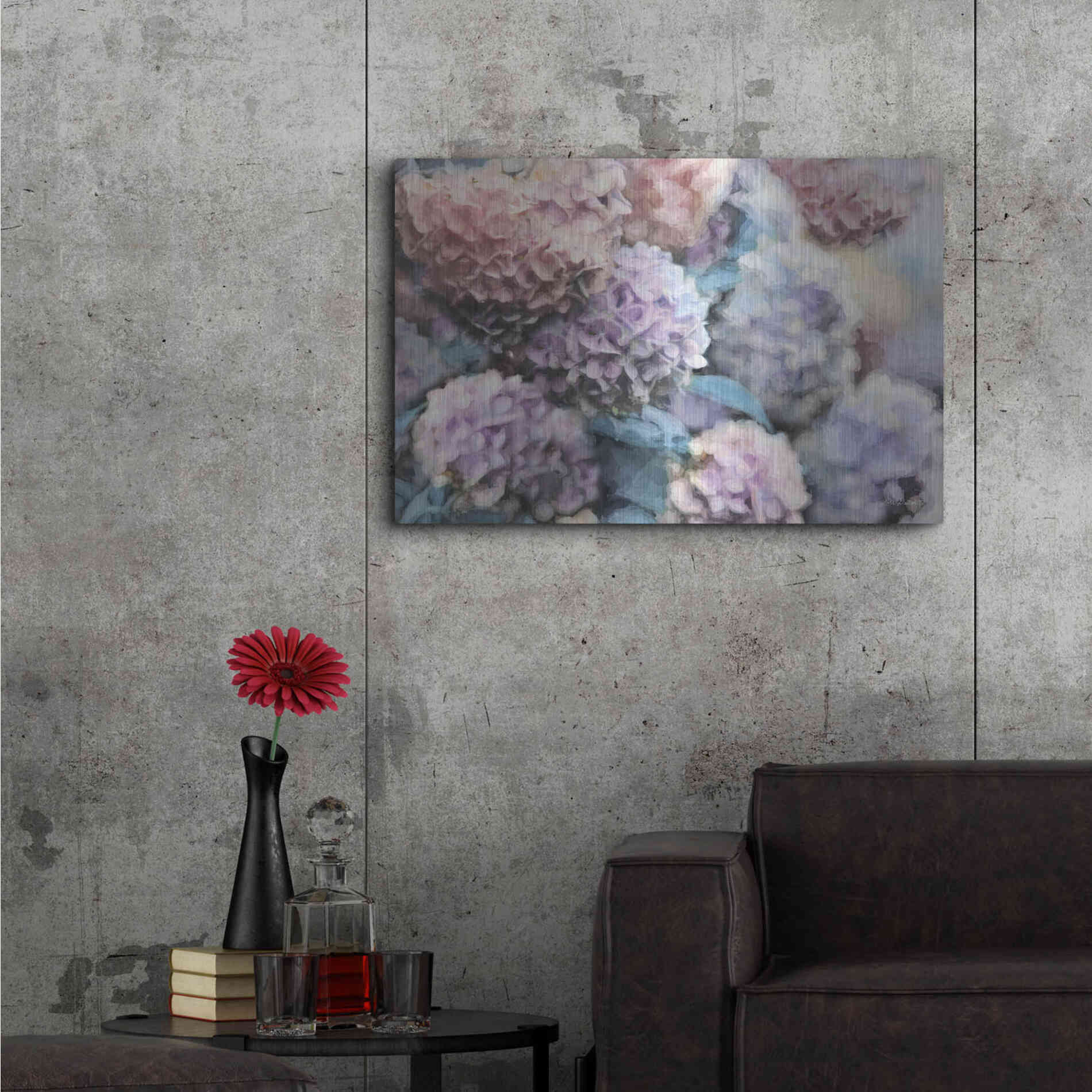 Luxe Metal Art 'Hydrangeas Abstract' by Lori Deiter, Metal Wall Art,36x24