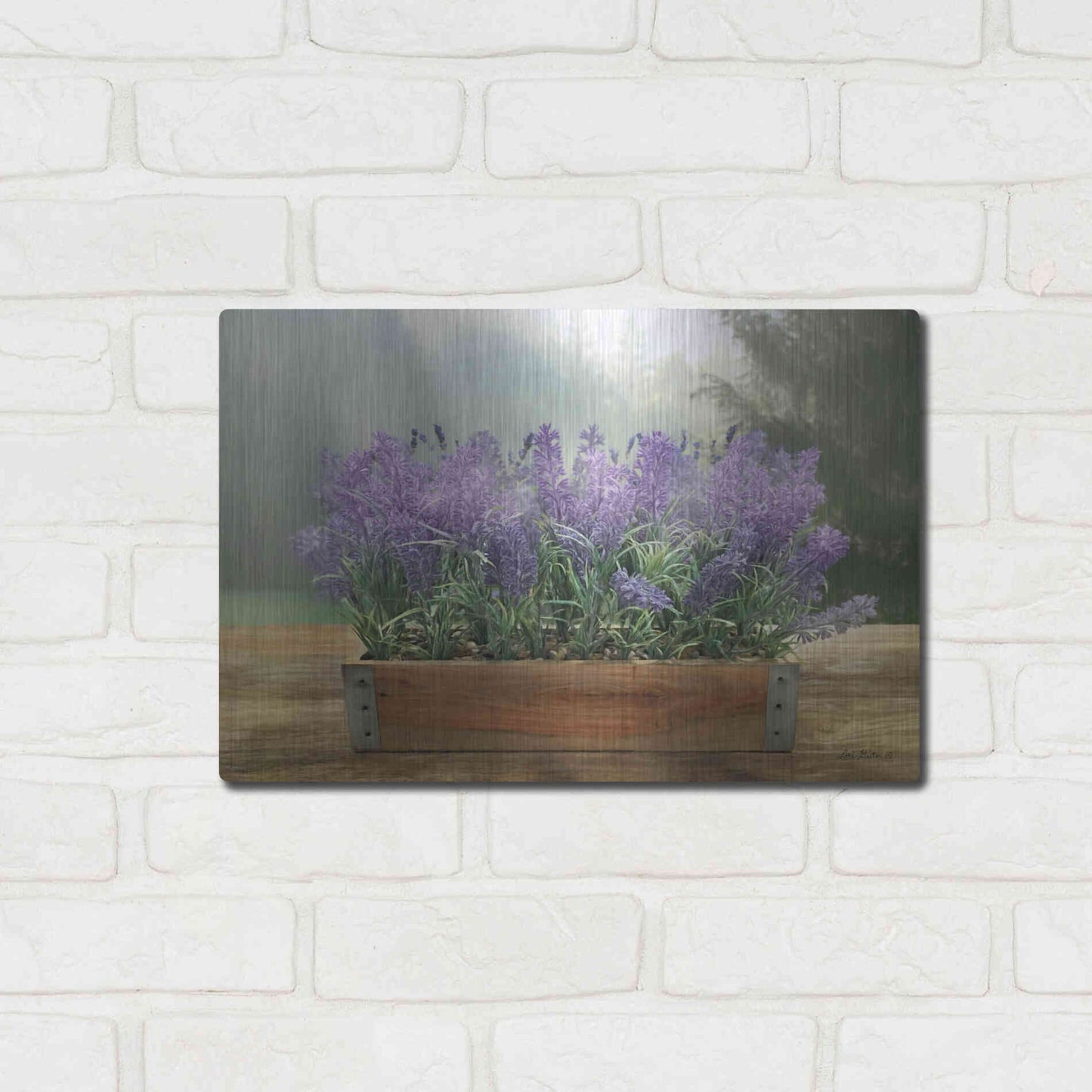 Luxe Metal Art 'Lavender Planter' by Lori Deiter, Metal Wall Art,16x12