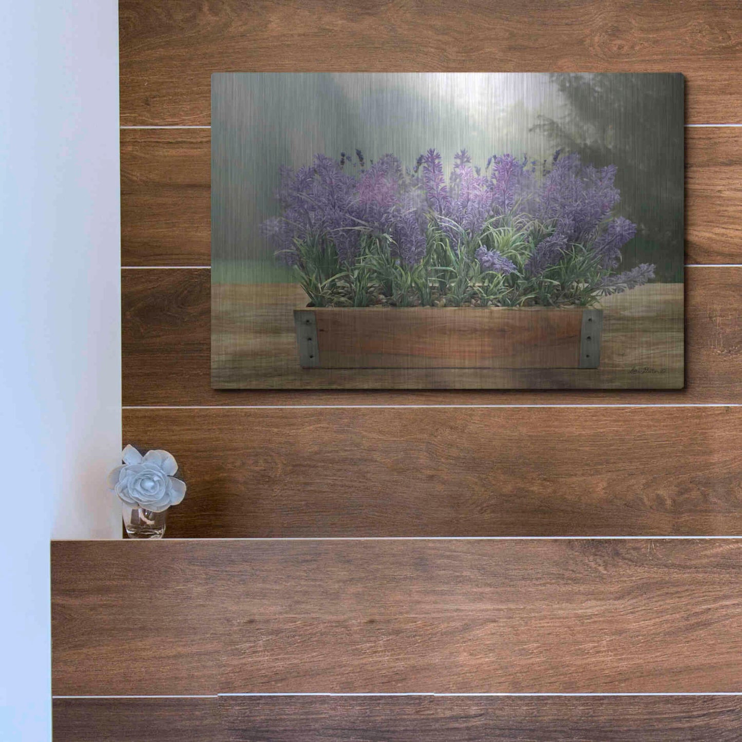 Luxe Metal Art 'Lavender Planter' by Lori Deiter, Metal Wall Art,16x12