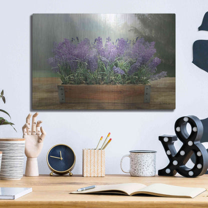 Luxe Metal Art 'Lavender Planter' by Lori Deiter, Metal Wall Art,16x12