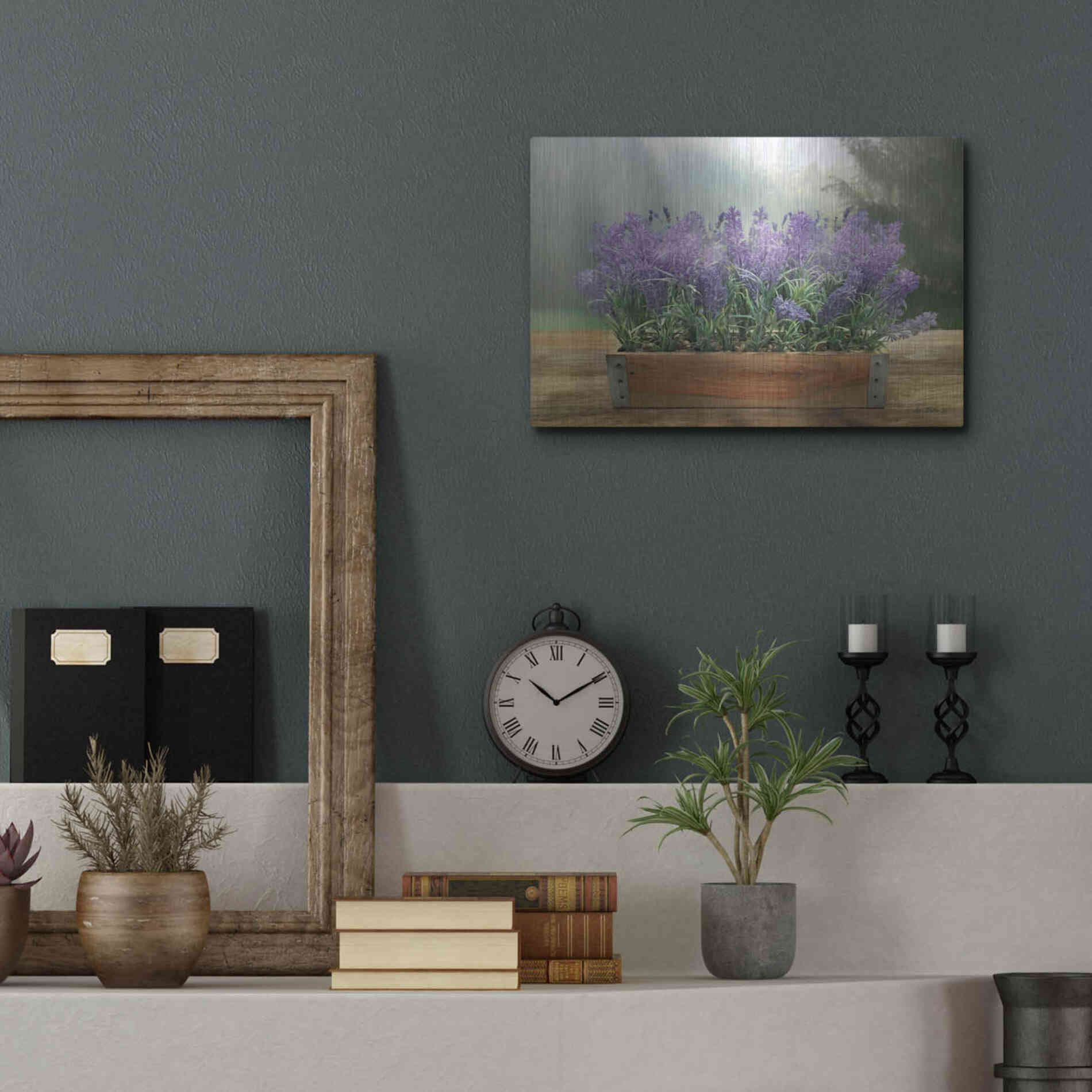 Luxe Metal Art 'Lavender Planter' by Lori Deiter, Metal Wall Art,16x12