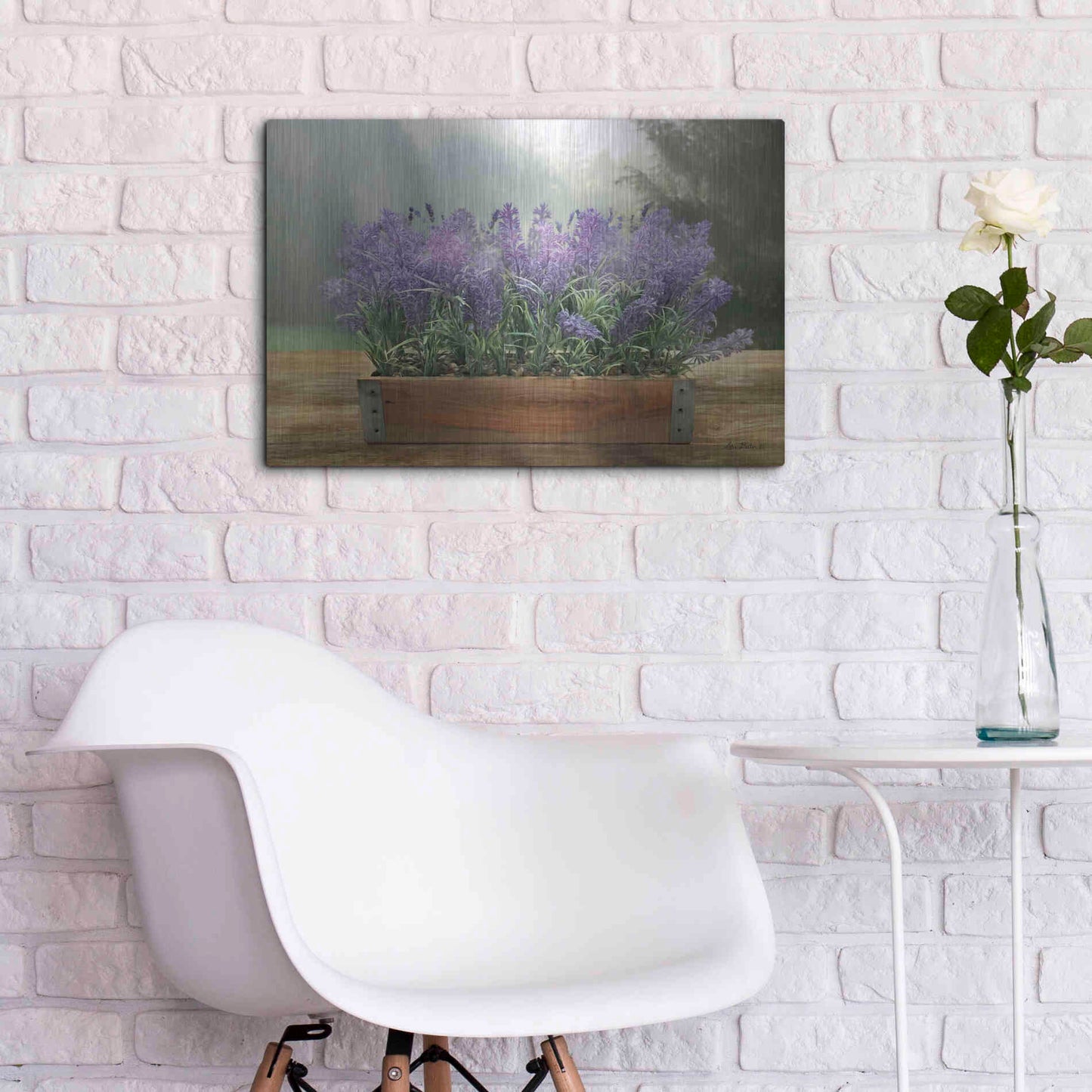 Luxe Metal Art 'Lavender Planter' by Lori Deiter, Metal Wall Art,24x16