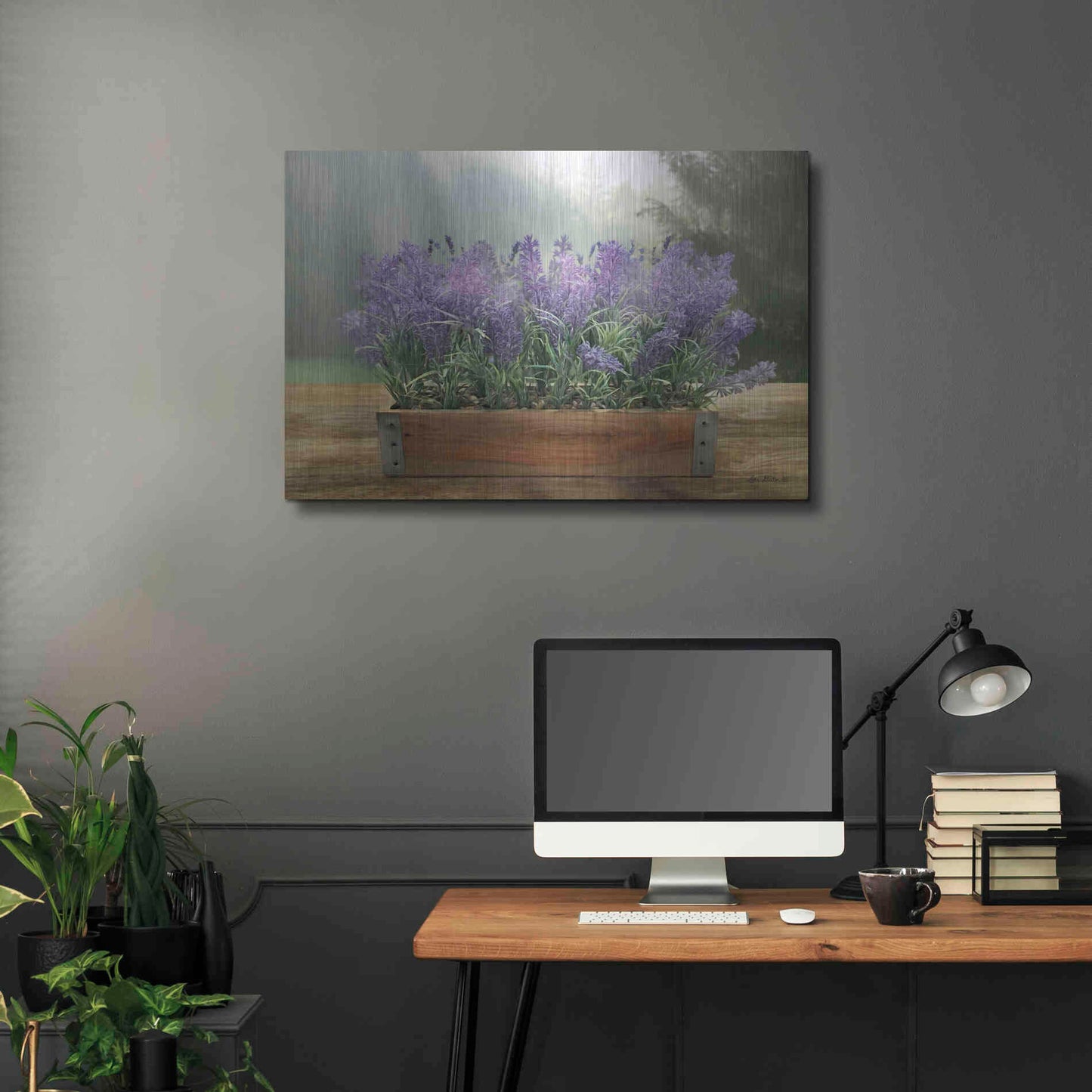 Luxe Metal Art 'Lavender Planter' by Lori Deiter, Metal Wall Art,36x24