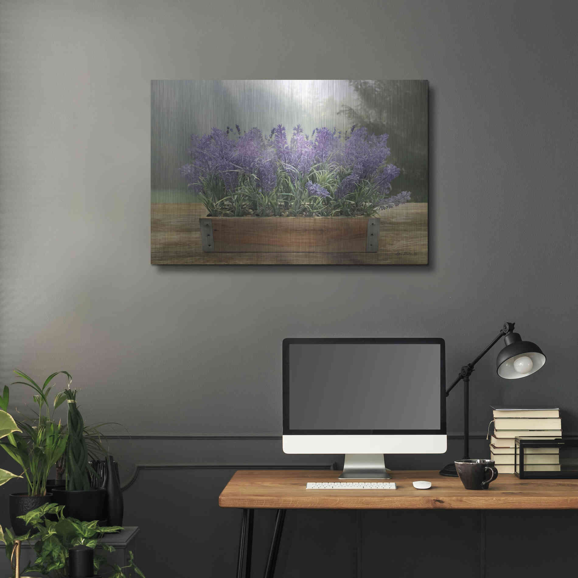 Luxe Metal Art 'Lavender Planter' by Lori Deiter, Metal Wall Art,36x24