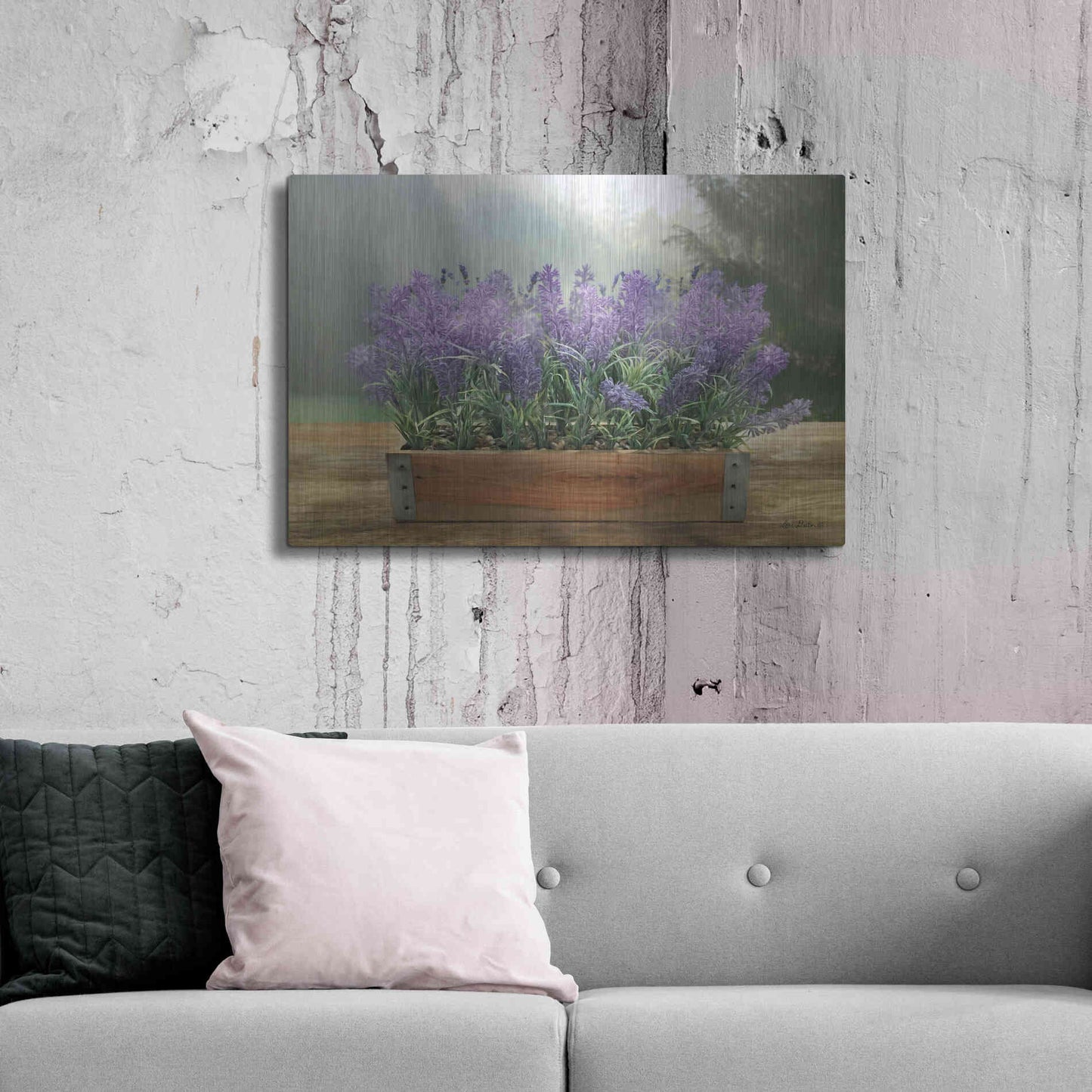 Luxe Metal Art 'Lavender Planter' by Lori Deiter, Metal Wall Art,36x24