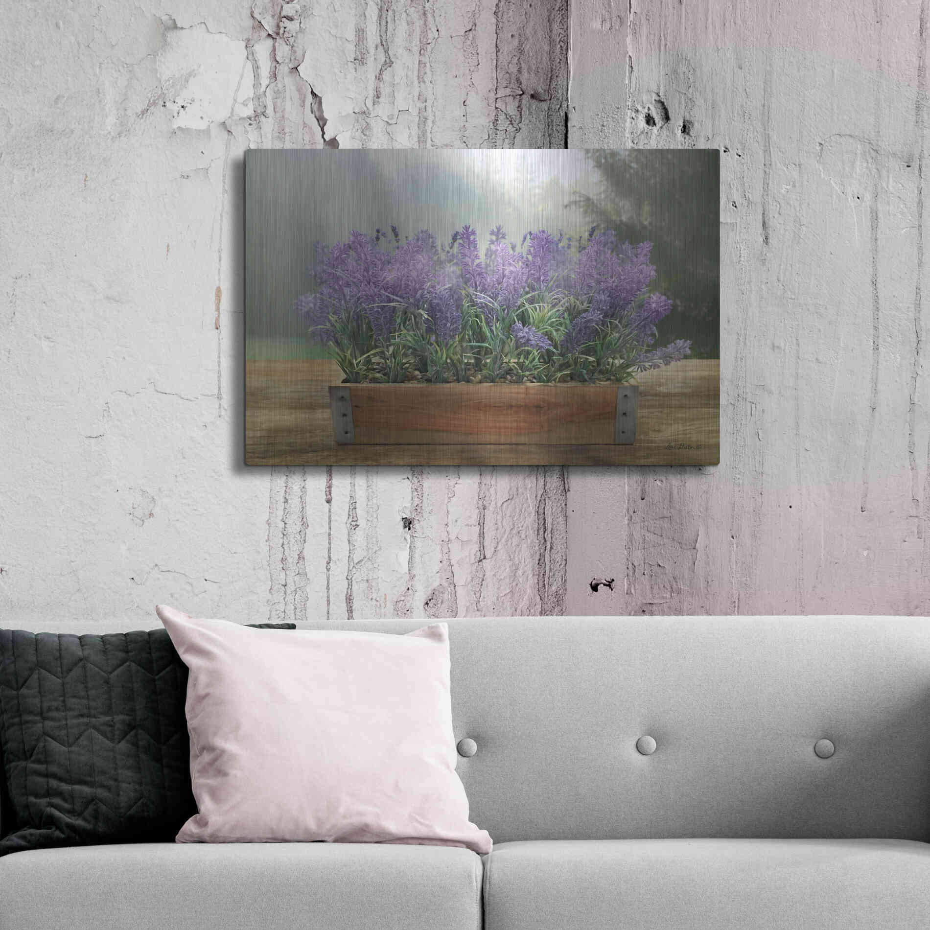 Luxe Metal Art 'Lavender Planter' by Lori Deiter, Metal Wall Art,36x24