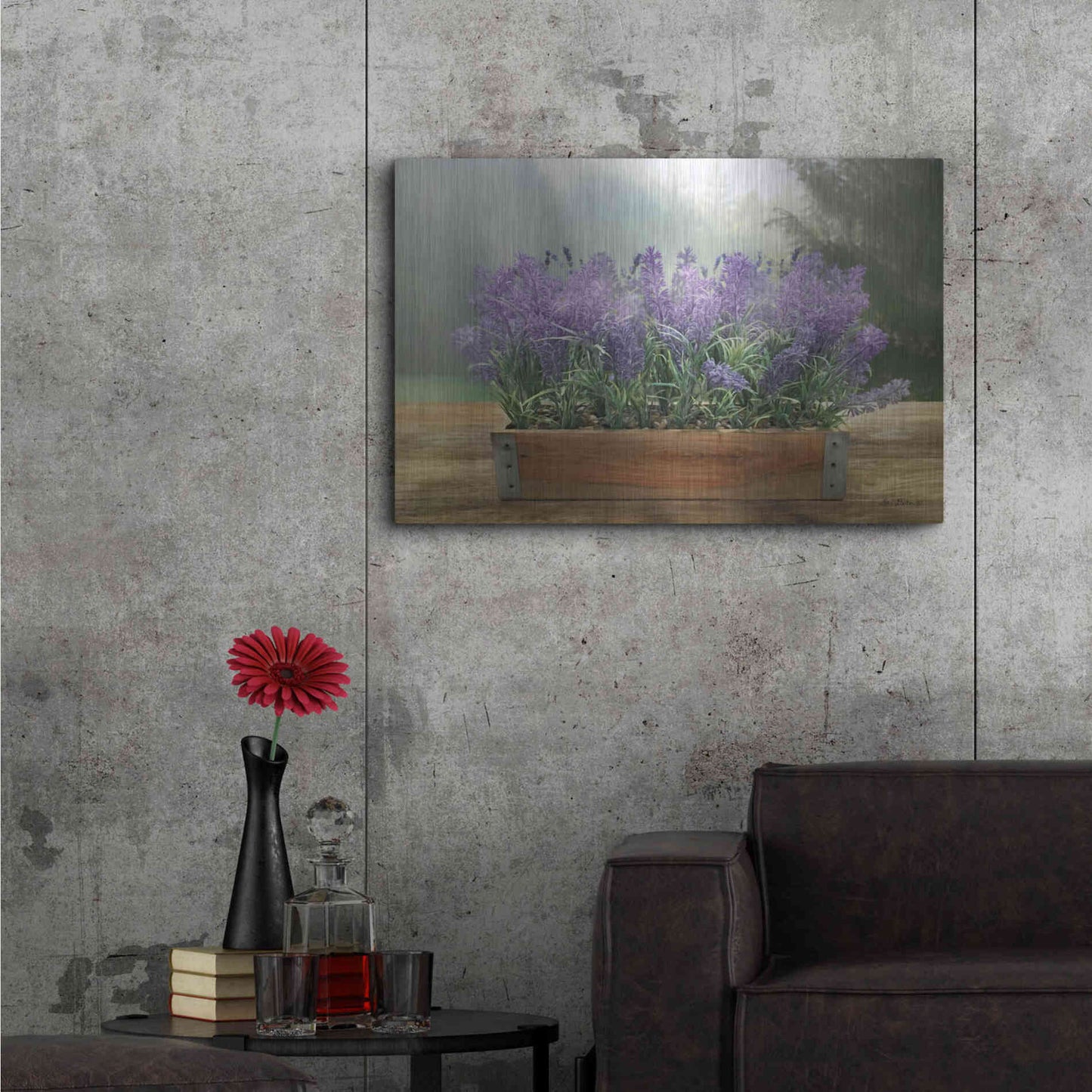 Luxe Metal Art 'Lavender Planter' by Lori Deiter, Metal Wall Art,36x24