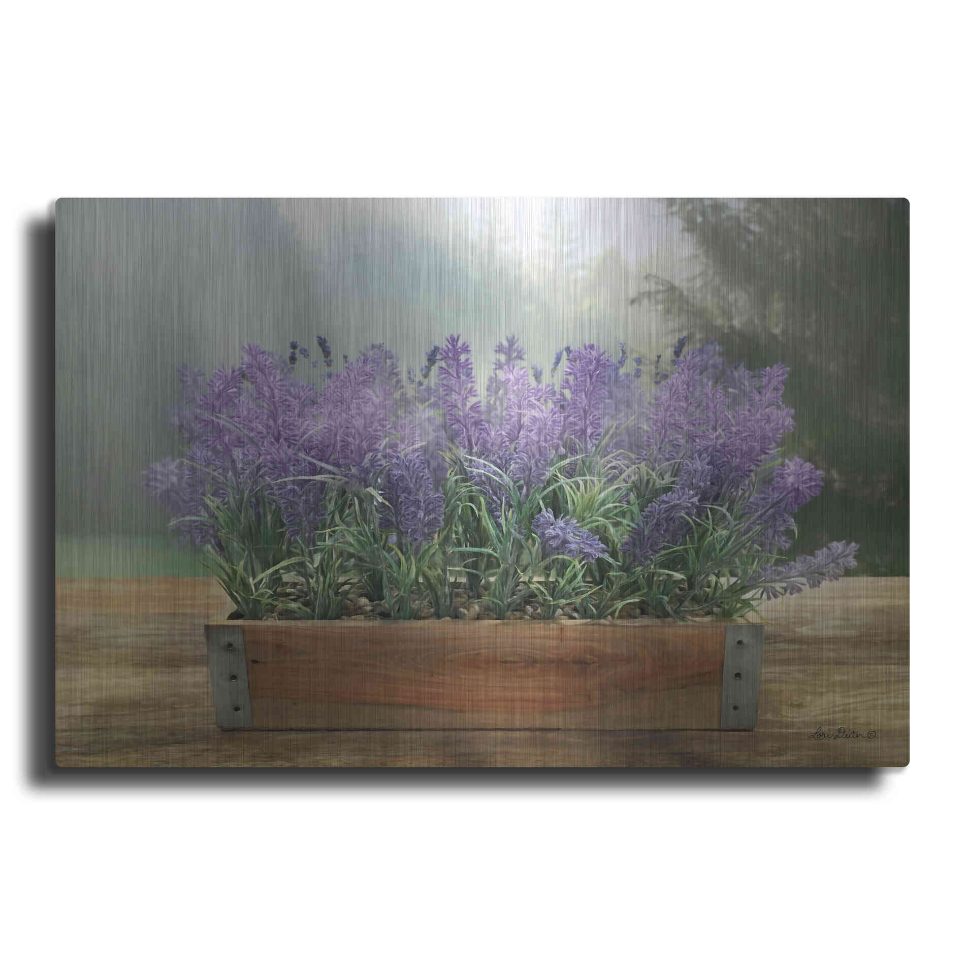 Luxe Metal Art 'Lavender Planter' by Lori Deiter, Metal Wall Art