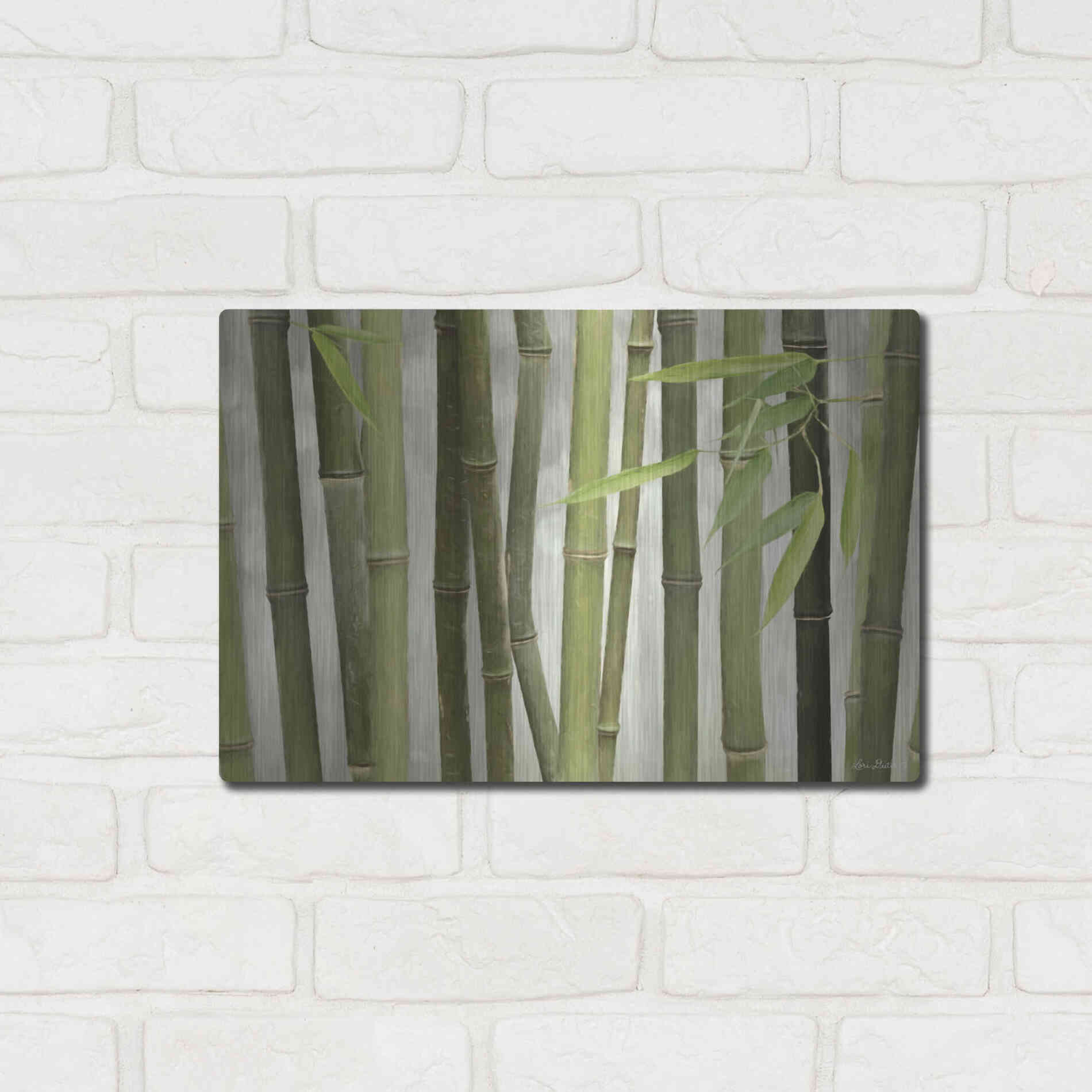 Luxe Metal Art 'Backlit Bamboo I' by Lori Deiter, Metal Wall Art,16x12