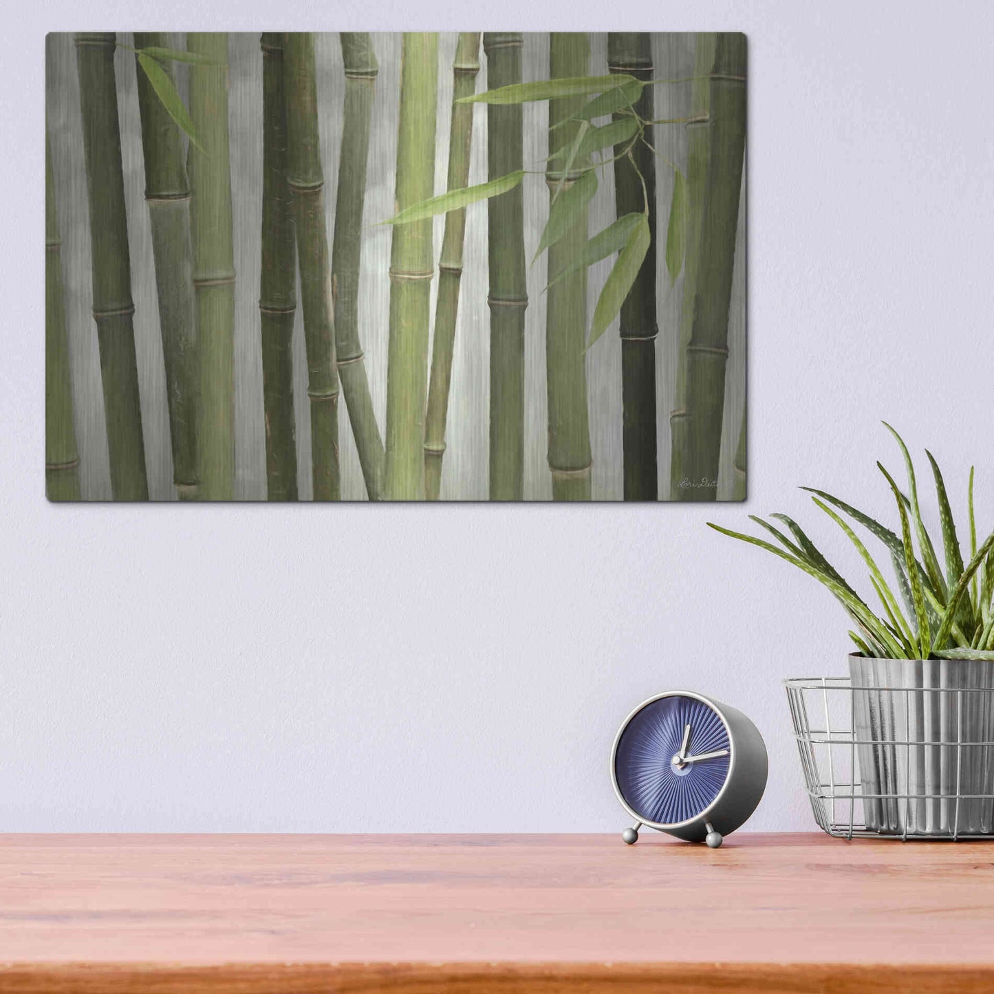 Luxe Metal Art 'Backlit Bamboo I' by Lori Deiter, Metal Wall Art,16x12