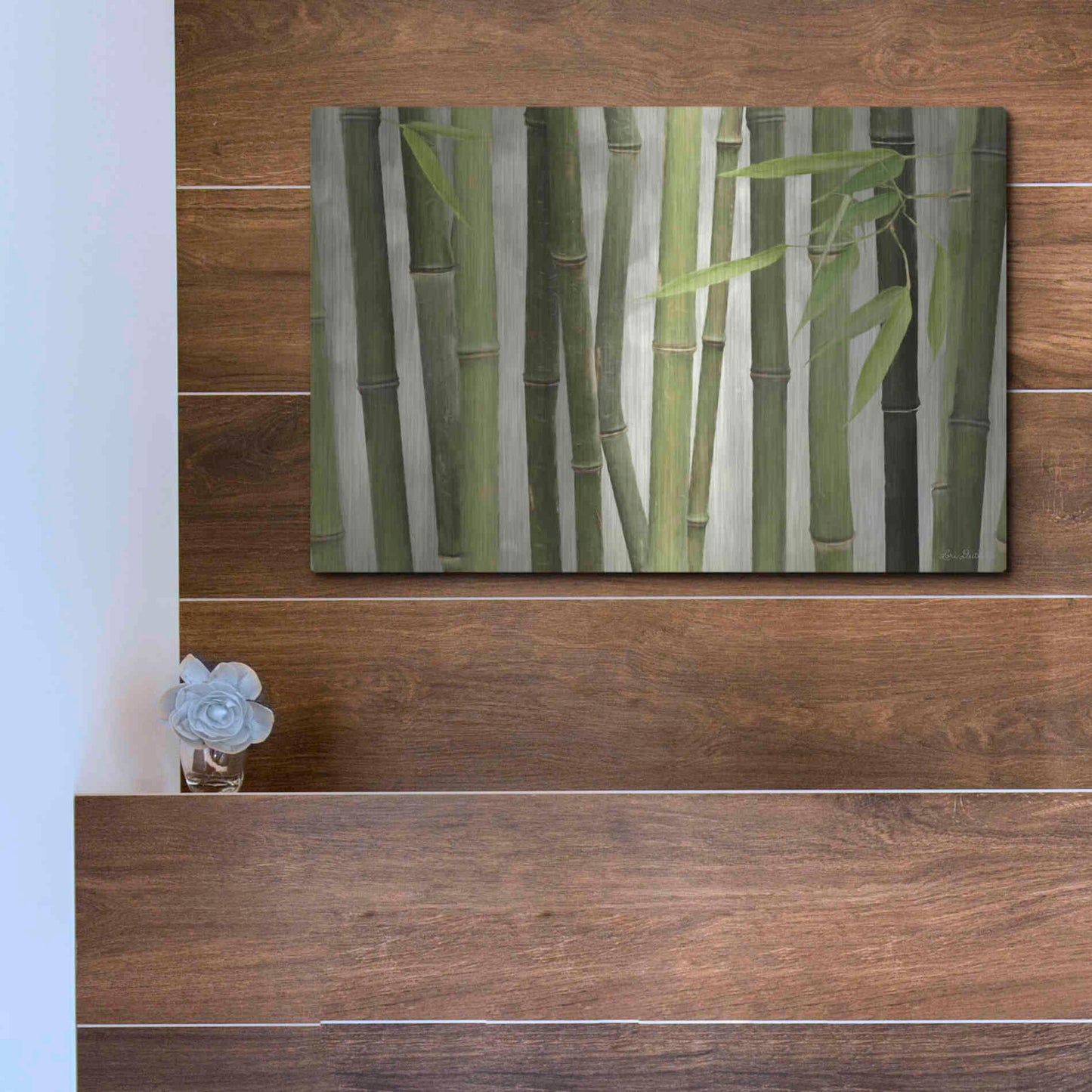 Luxe Metal Art 'Backlit Bamboo I' by Lori Deiter, Metal Wall Art,16x12