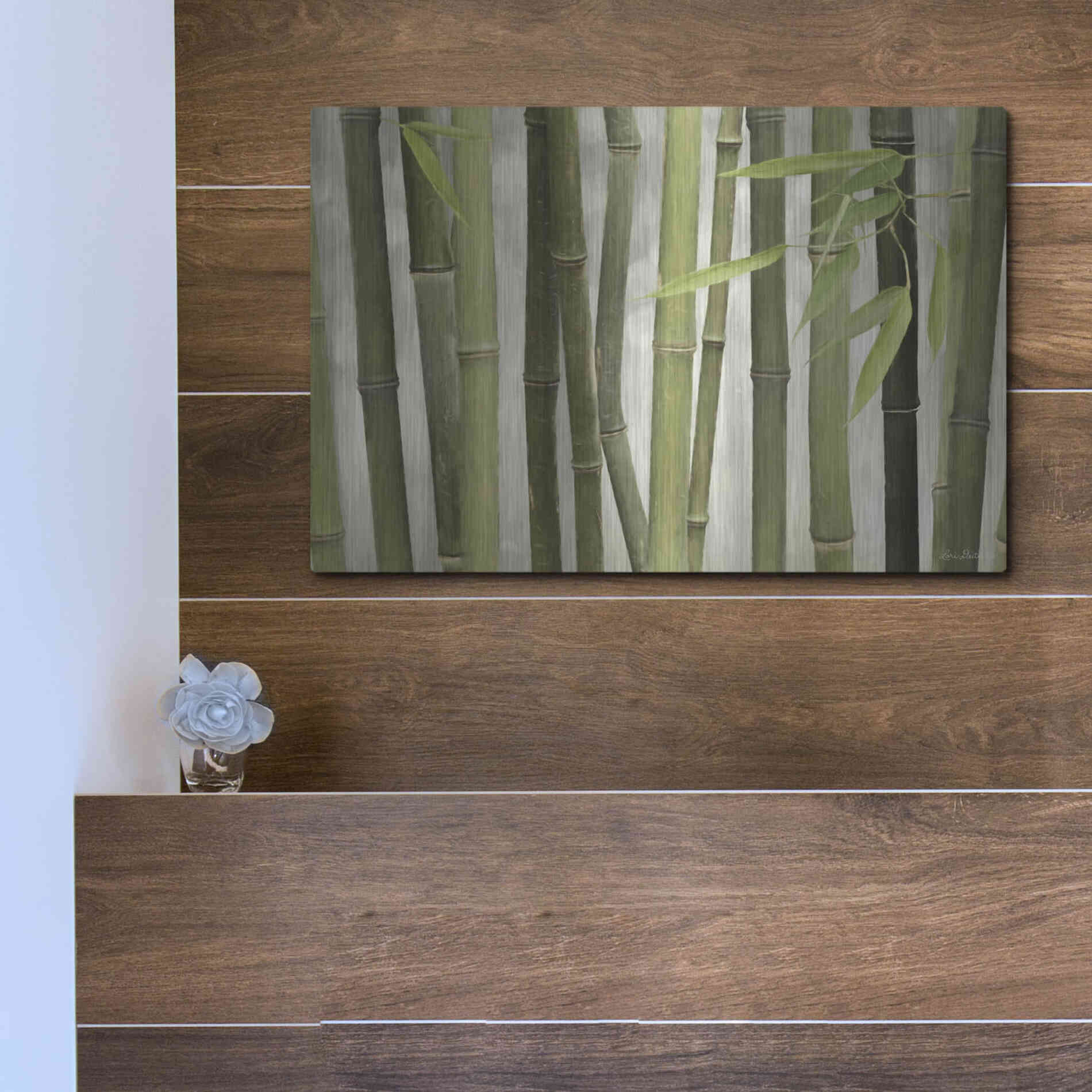 Luxe Metal Art 'Backlit Bamboo I' by Lori Deiter, Metal Wall Art,16x12