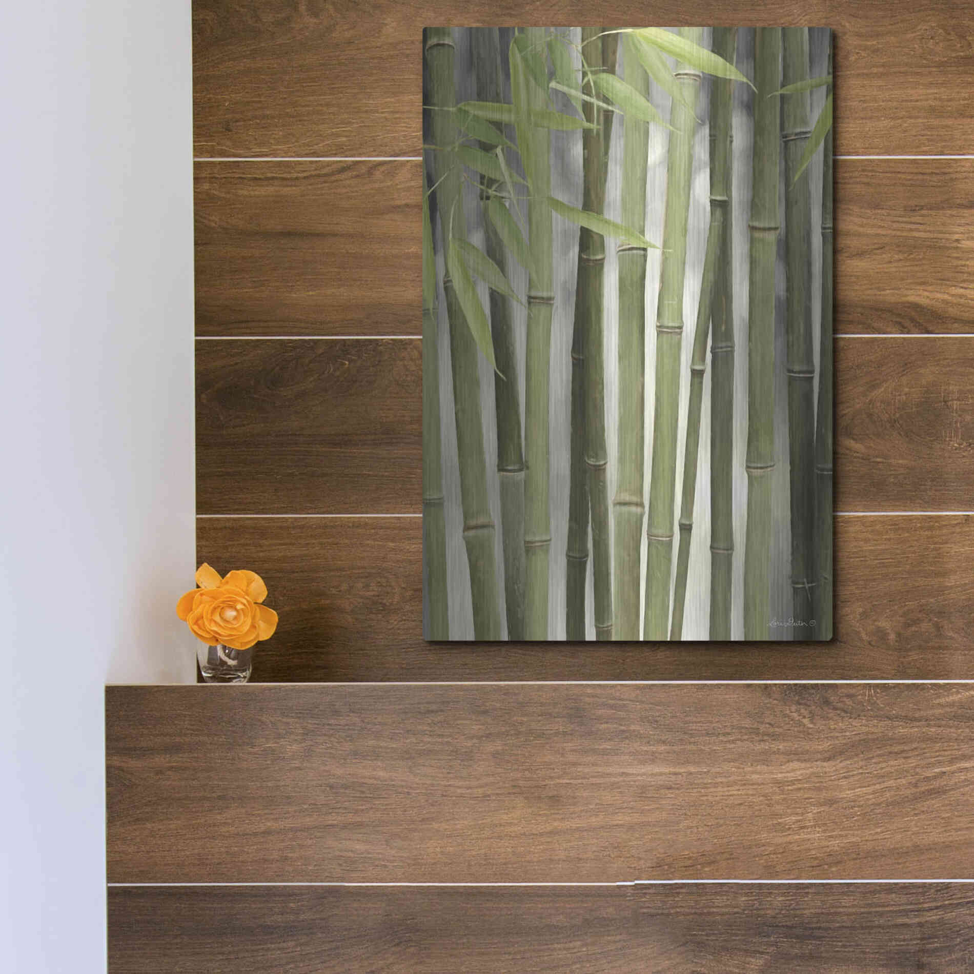 Luxe Metal Art 'Backlit Bamboo II' by Lori Deiter, Metal Wall Art,12x16